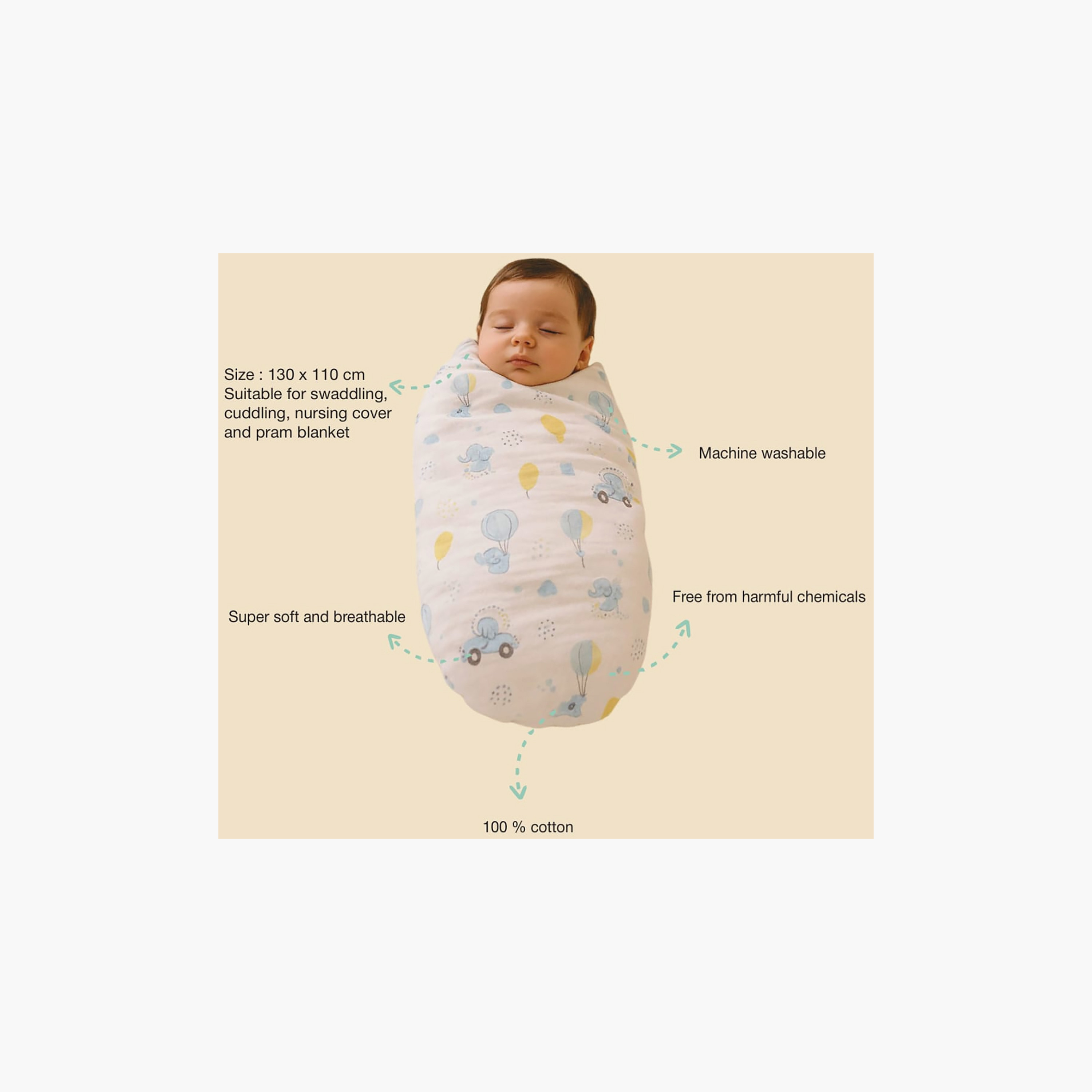 طقم بطانيات قماط موسلين من الخيزران (قطعتان) من كيندر فالي-baby-nursery-blanketsandswaddles-receivingblankets-image-6