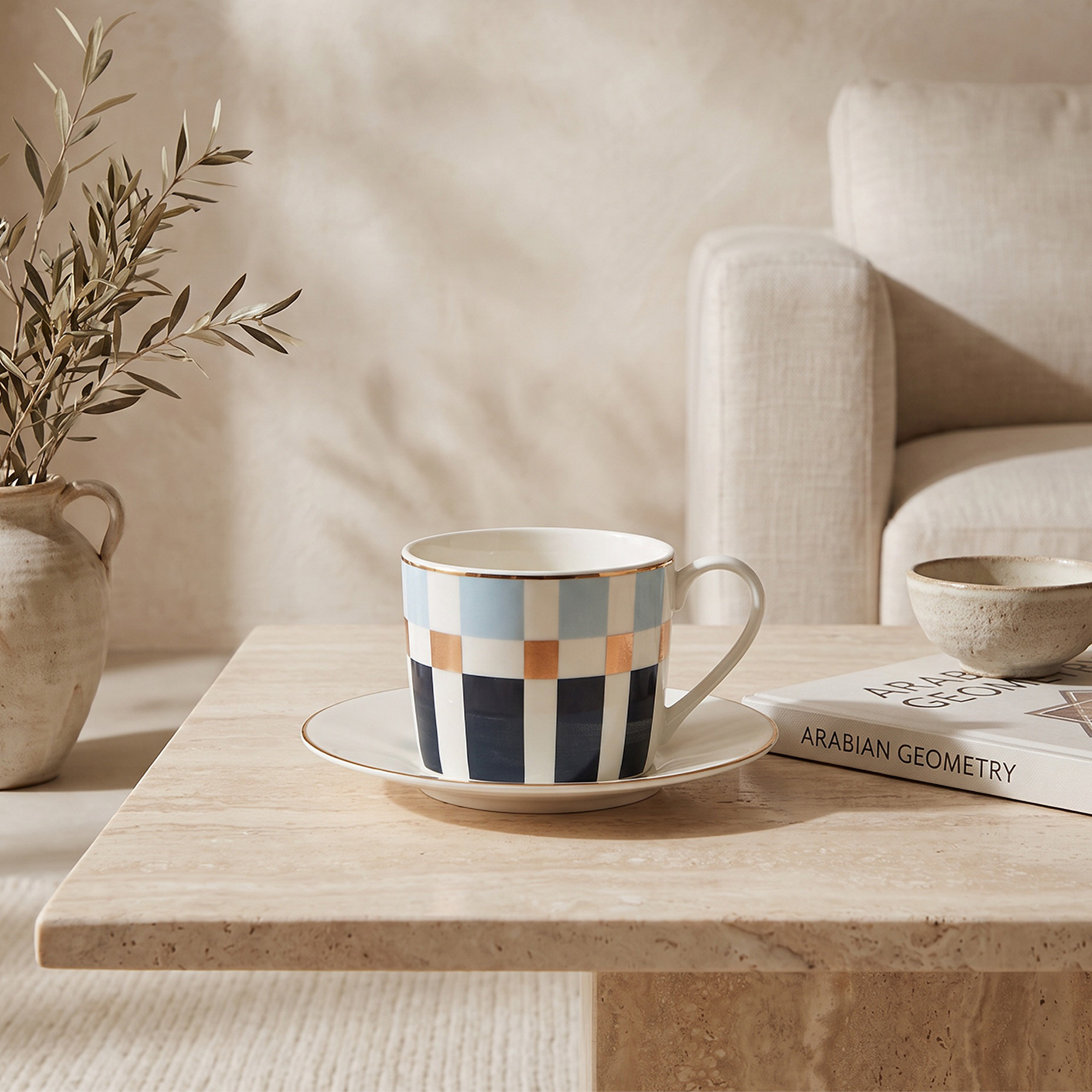 طقم فنجان شاي وصحن قطعتين من جيا كومو-household-dining-teaandcoffee-teaandcoffeesets-image-1