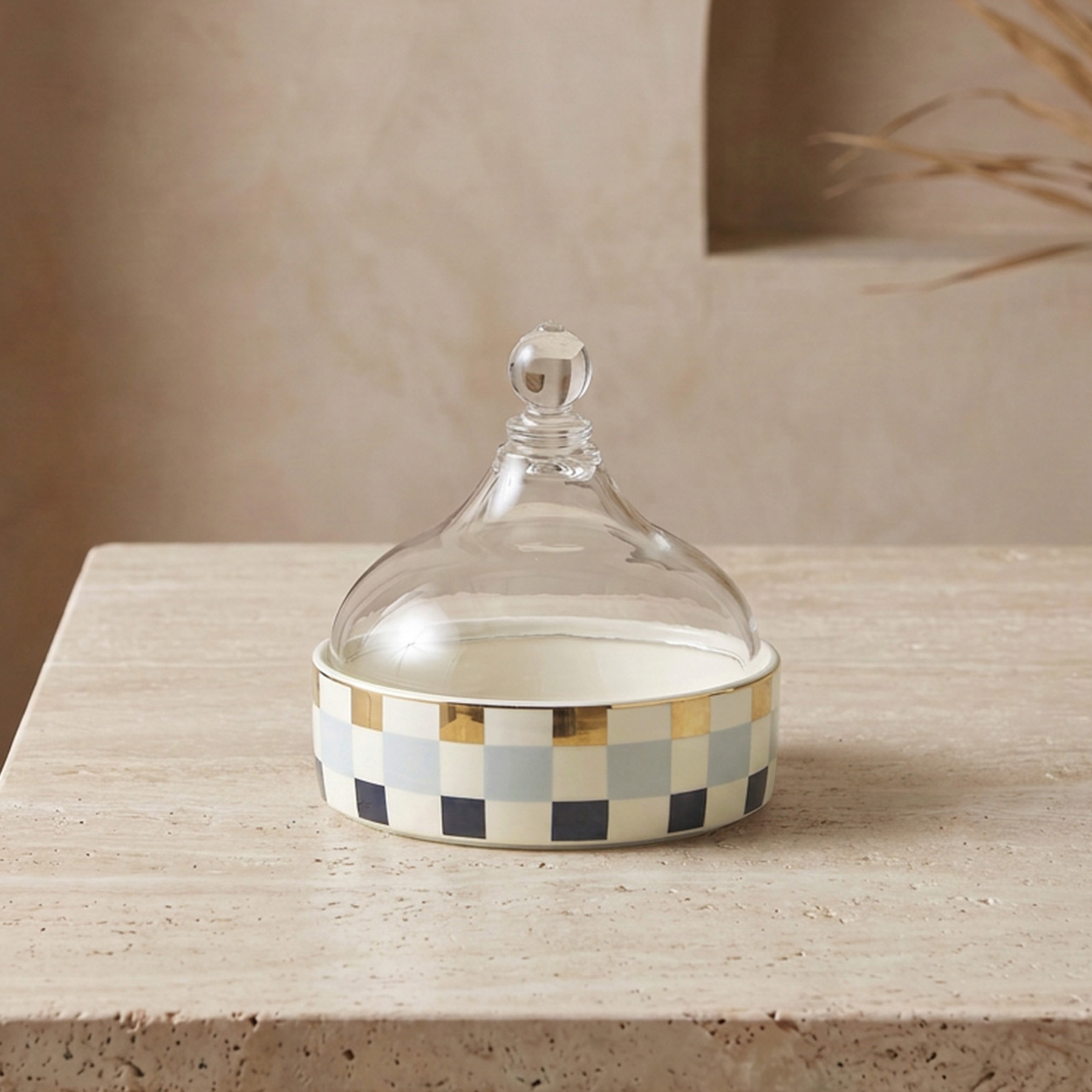 وعاء تقديم سيراميك مربعات مع غطاء زجاجي - 13 سم-household-dining-serveware-servingtrays-image-1