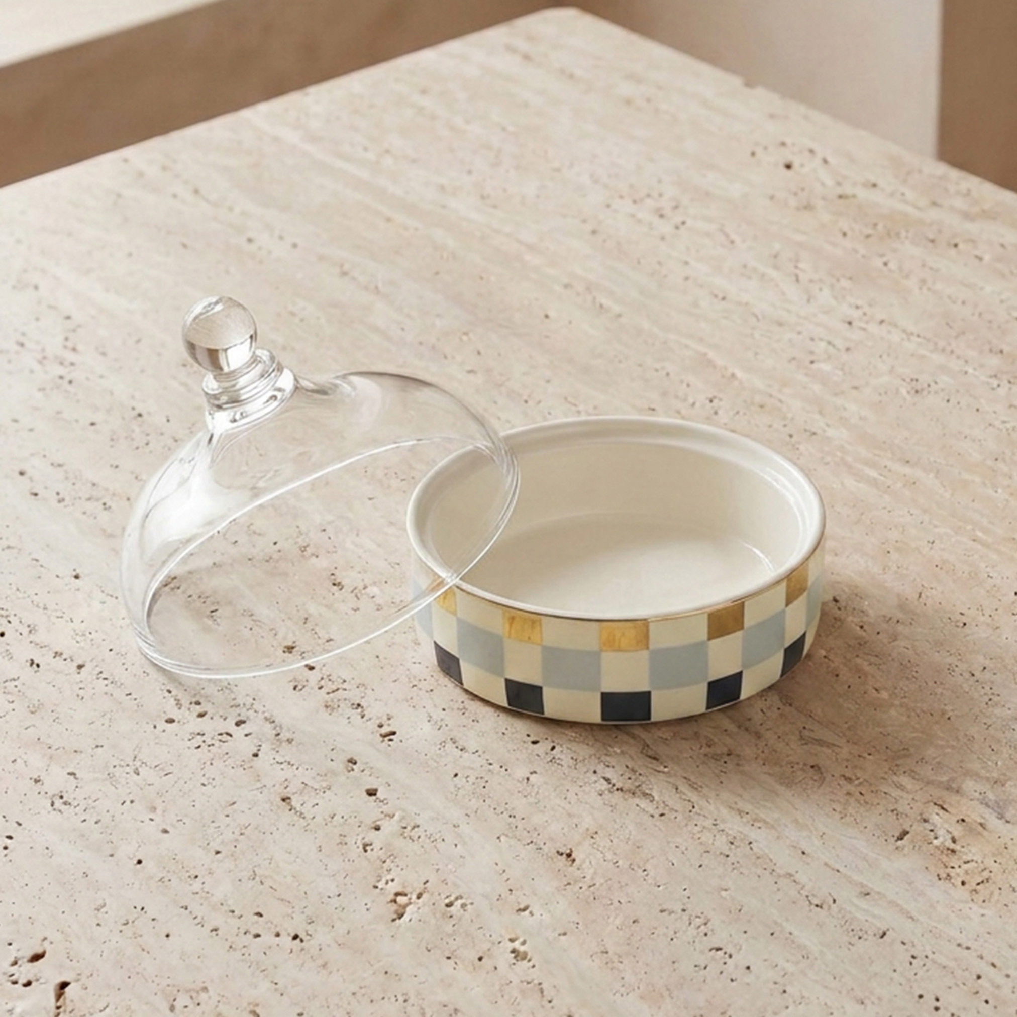 وعاء تقديم سيراميك مربعات مع غطاء زجاجي - 13 سم-household-dining-serveware-servingtrays-image-2