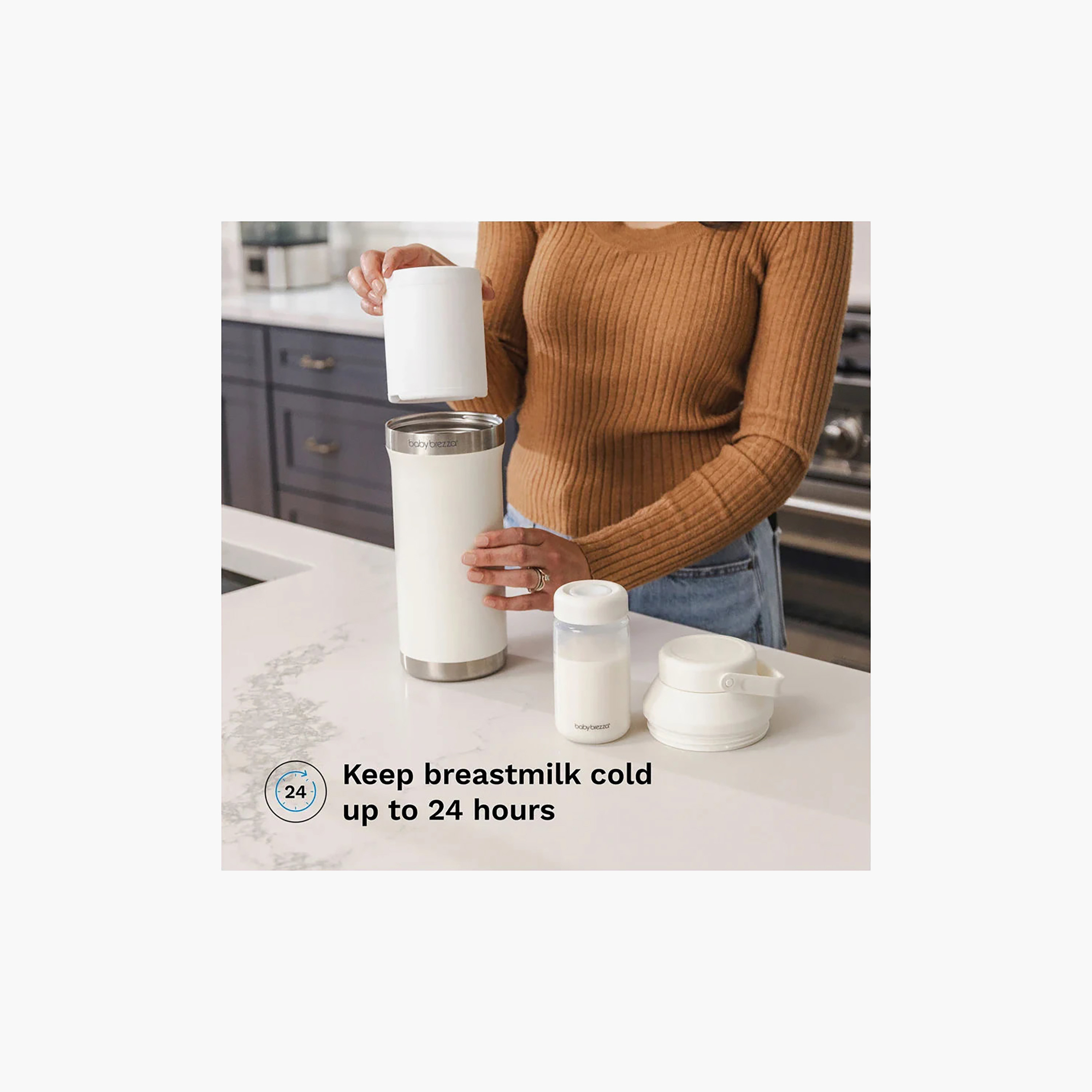 مبرد حليب أم بسعة 600 مل بعزل مزدوج من بيبي بريزا-baby-feeding-sterilizersandwarmers-image-8