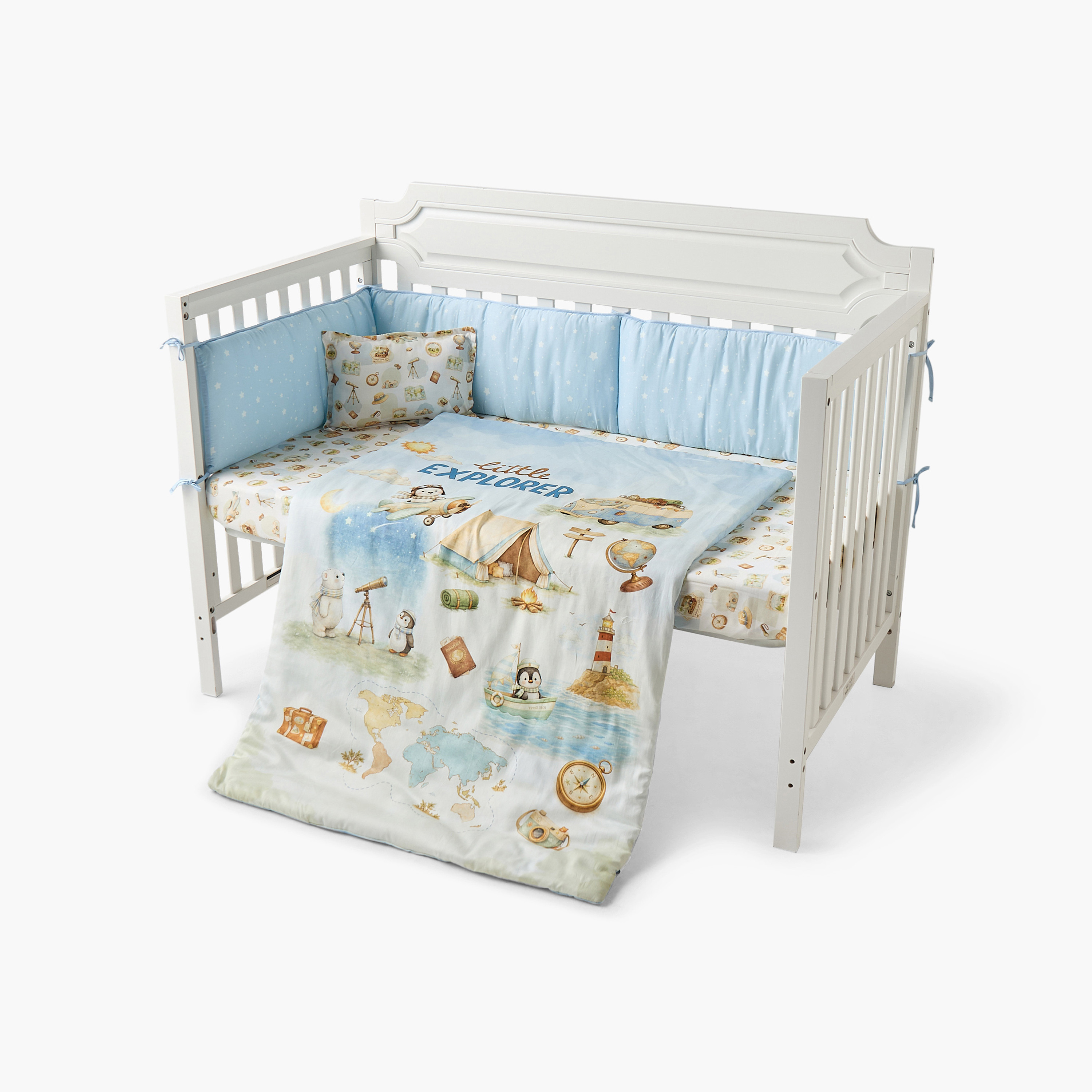 طقم مفروشات سرير أطفال قطن 4 قطع من جونيورز - 90x130 سم-baby-nursery-babybedding-image-1