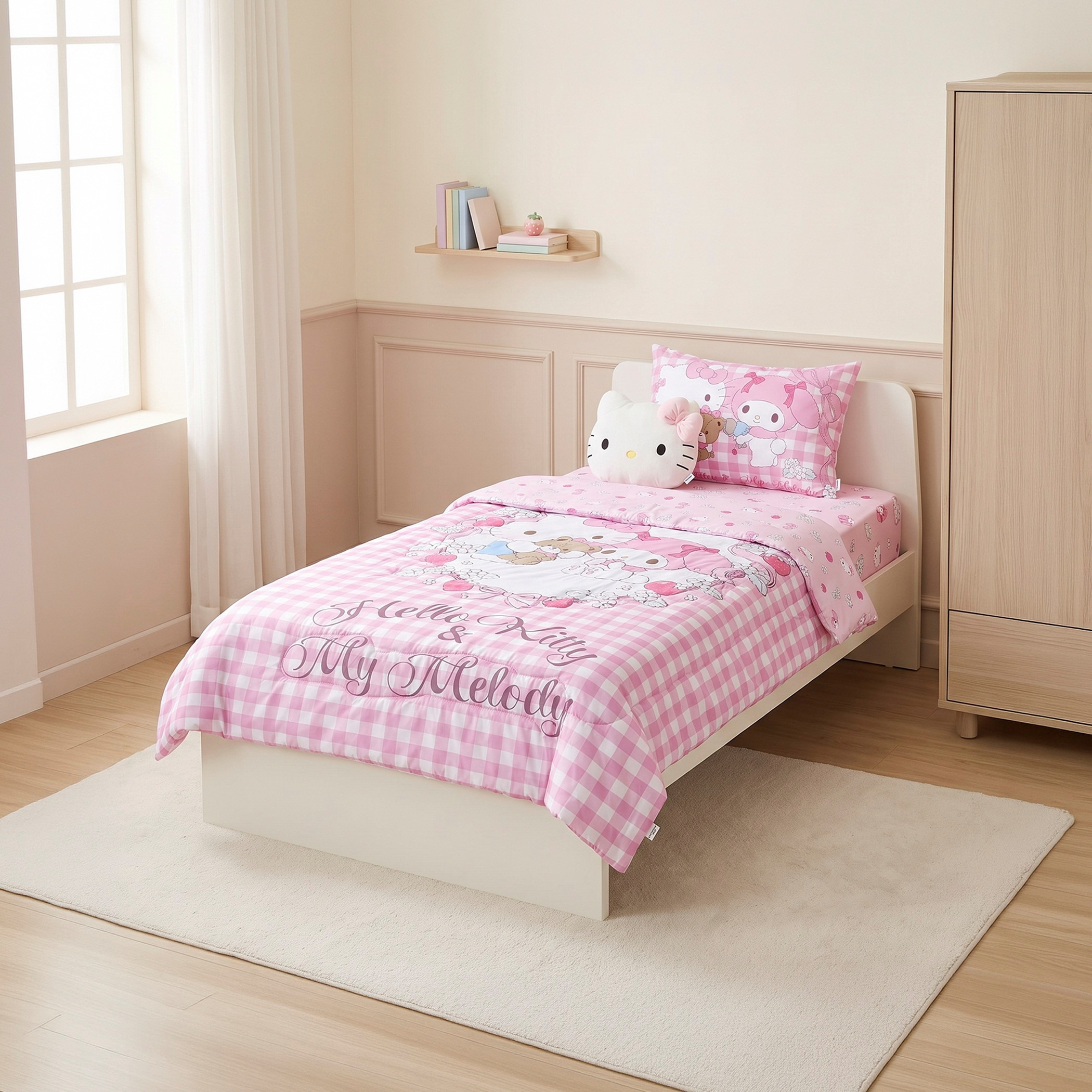 Sanrio Hello Kitty Print 4-Piece Microfiber Bedding Set-baby-nursery-babybedding-image-1