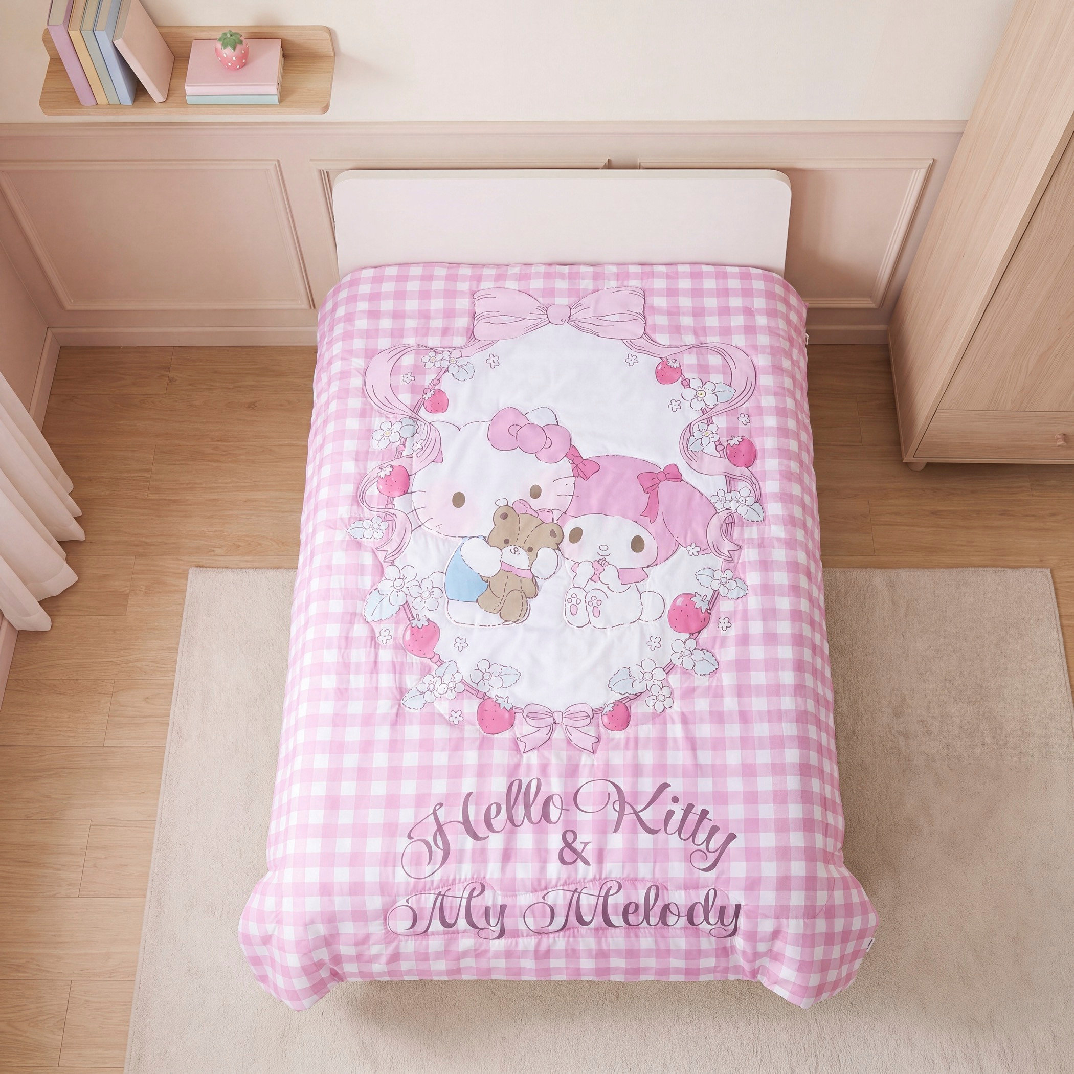 Sanrio Hello Kitty Print 4-Piece Microfiber Bedding Set-baby-nursery-babybedding-image-2