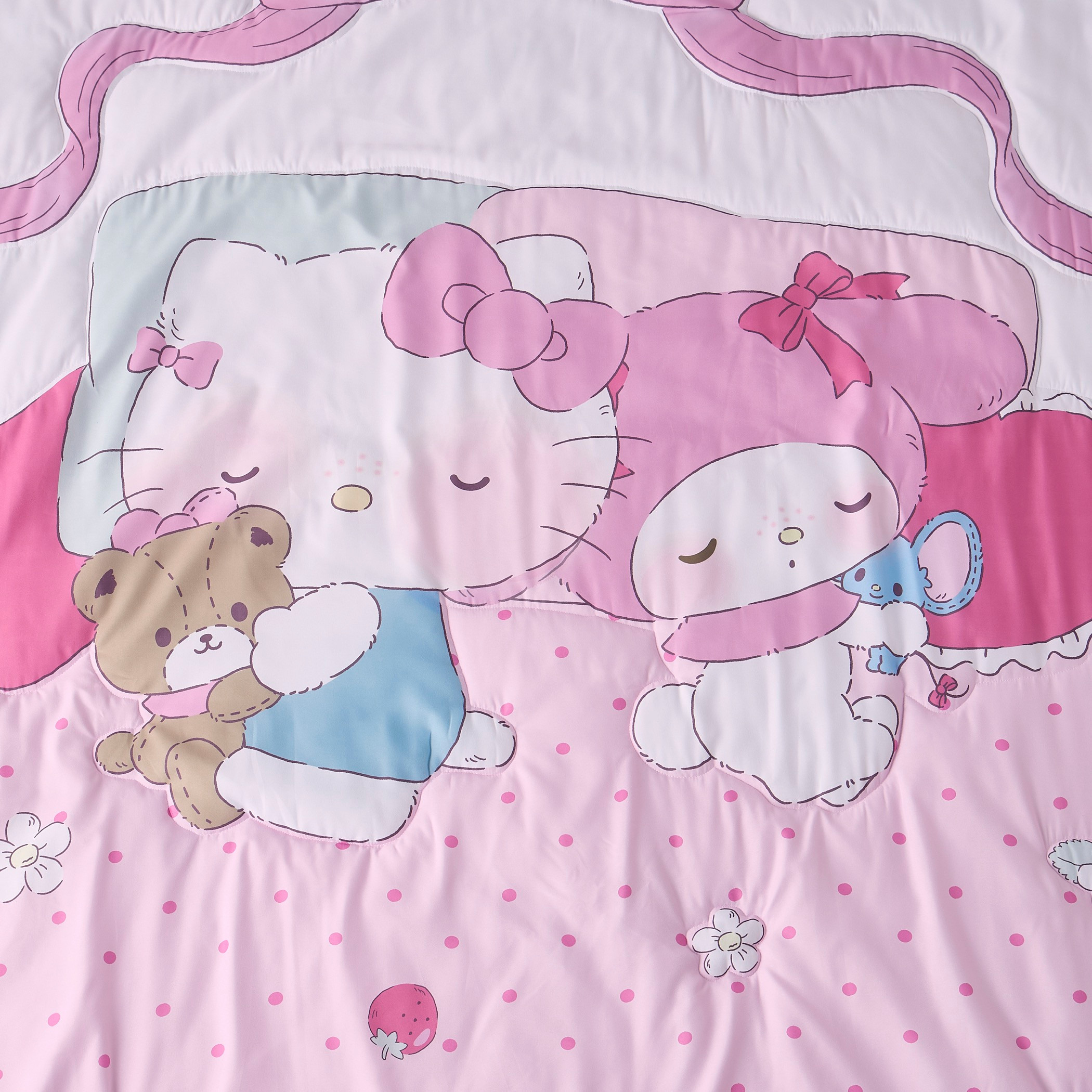 طقم مفروشات سرير من المايكروفايبر بطبعة هيلو كيتي من سانريو - 4 قطع-baby-nursery-babybedding-image-5
