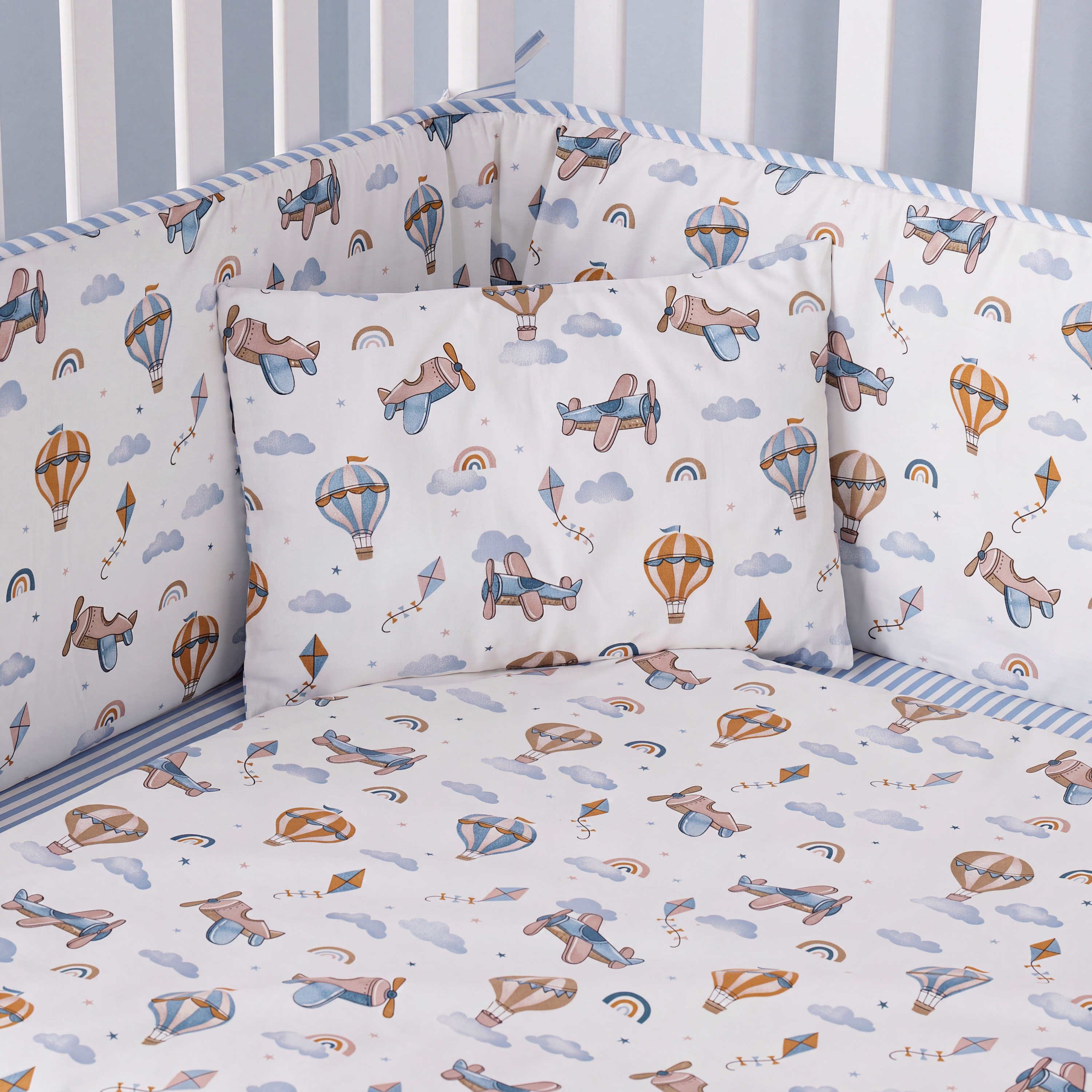 طقم لحلف قطن 4 قطع بطبعات طائرات من جونيورز - 90×130 سم-baby-nursery-babybedding-image-3
