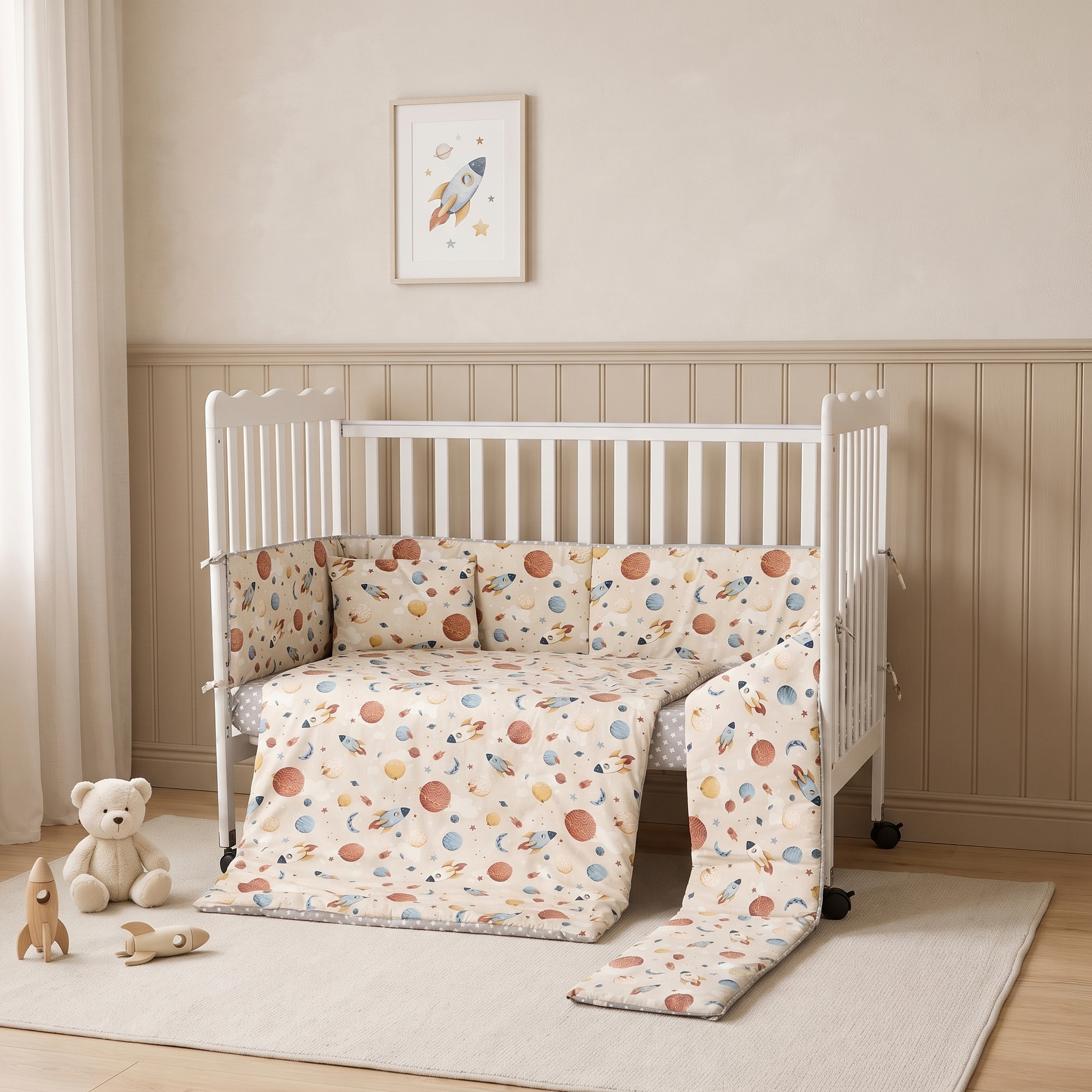 طقم لحلف قطن 4 قطع بطبعات طائرات من جونيورز - 90×130 سم-baby-nursery-babybedding-image-1