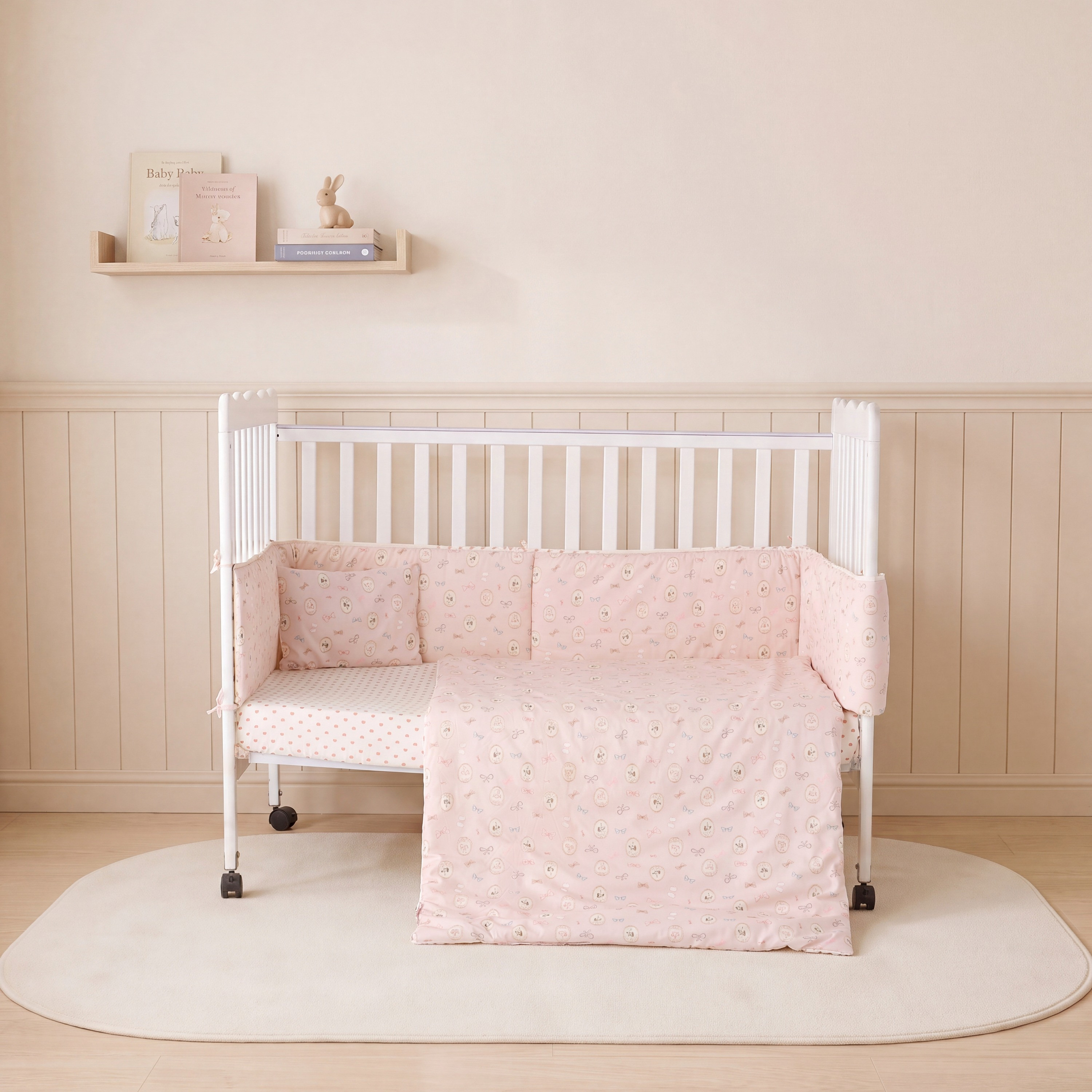 طقم مفروشات سرير 4 قطع بطبعات فيونكة من جونيورز-baby-nursery-babybedding-image-2
