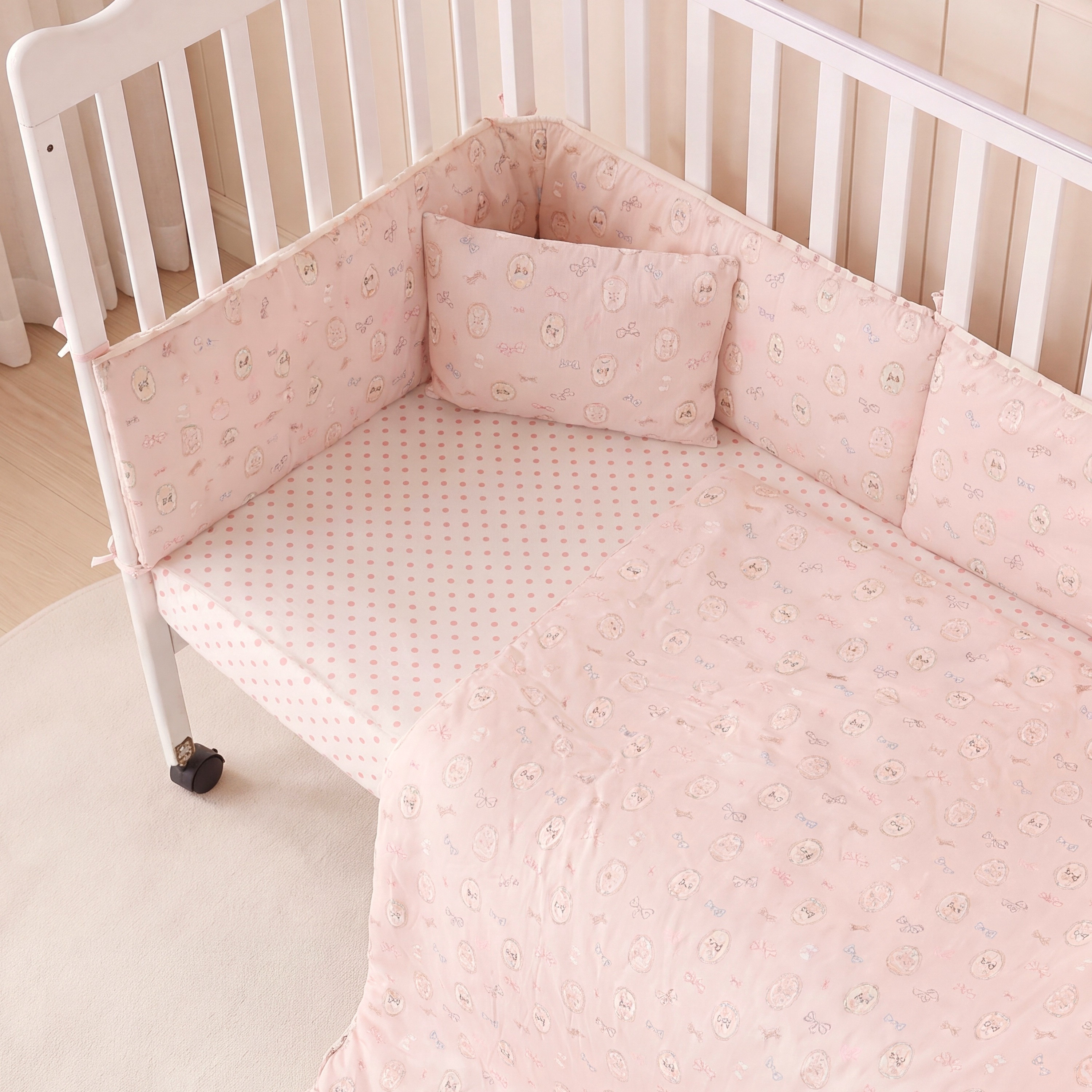 طقم مفروشات سرير 4 قطع بطبعات فيونكة من جونيورز-baby-nursery-babybedding-image-4