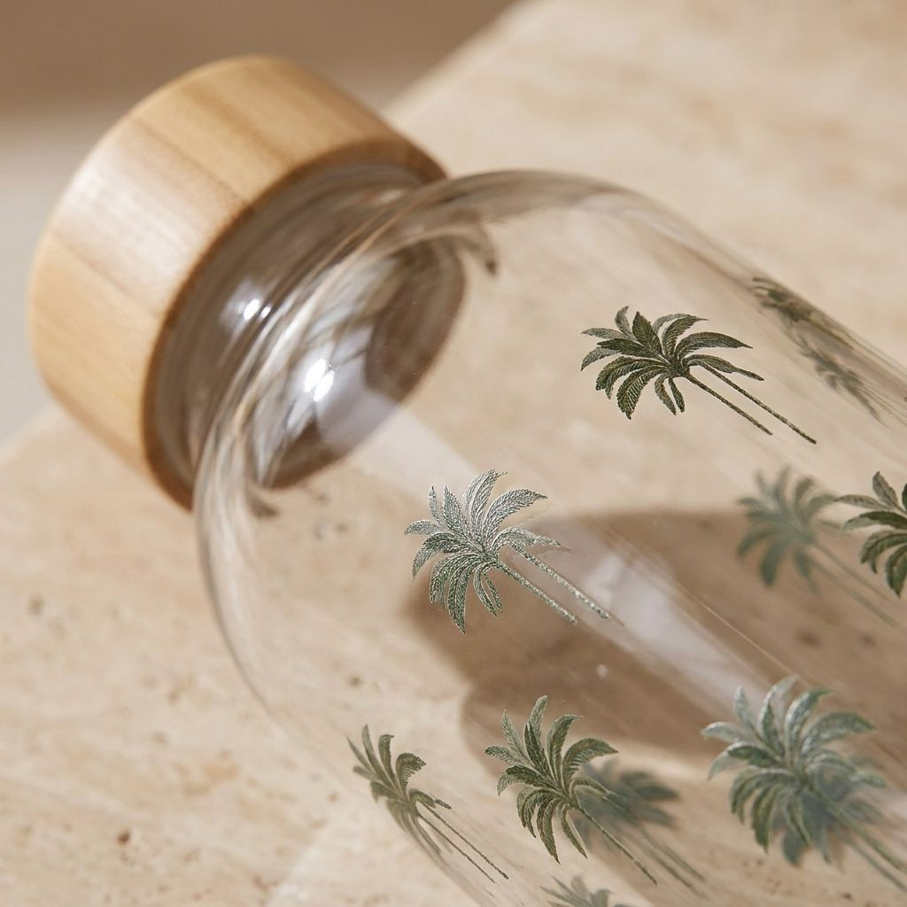 Palm Print Glass Bottle - 1 L-household-dining-drinkserveware-bottles-image-3