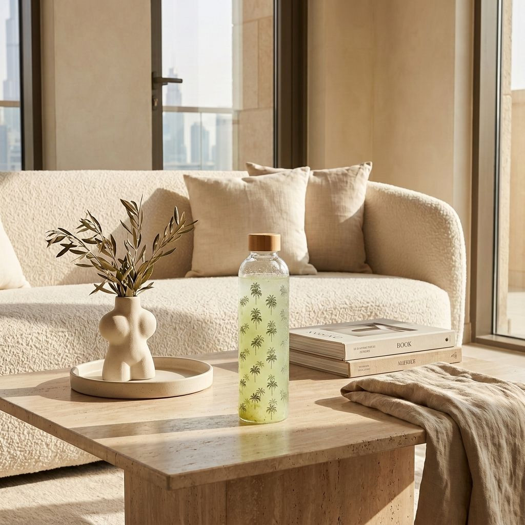 Palm Print Glass Bottle - 1 L-household-dining-drinkserveware-bottles-image-4