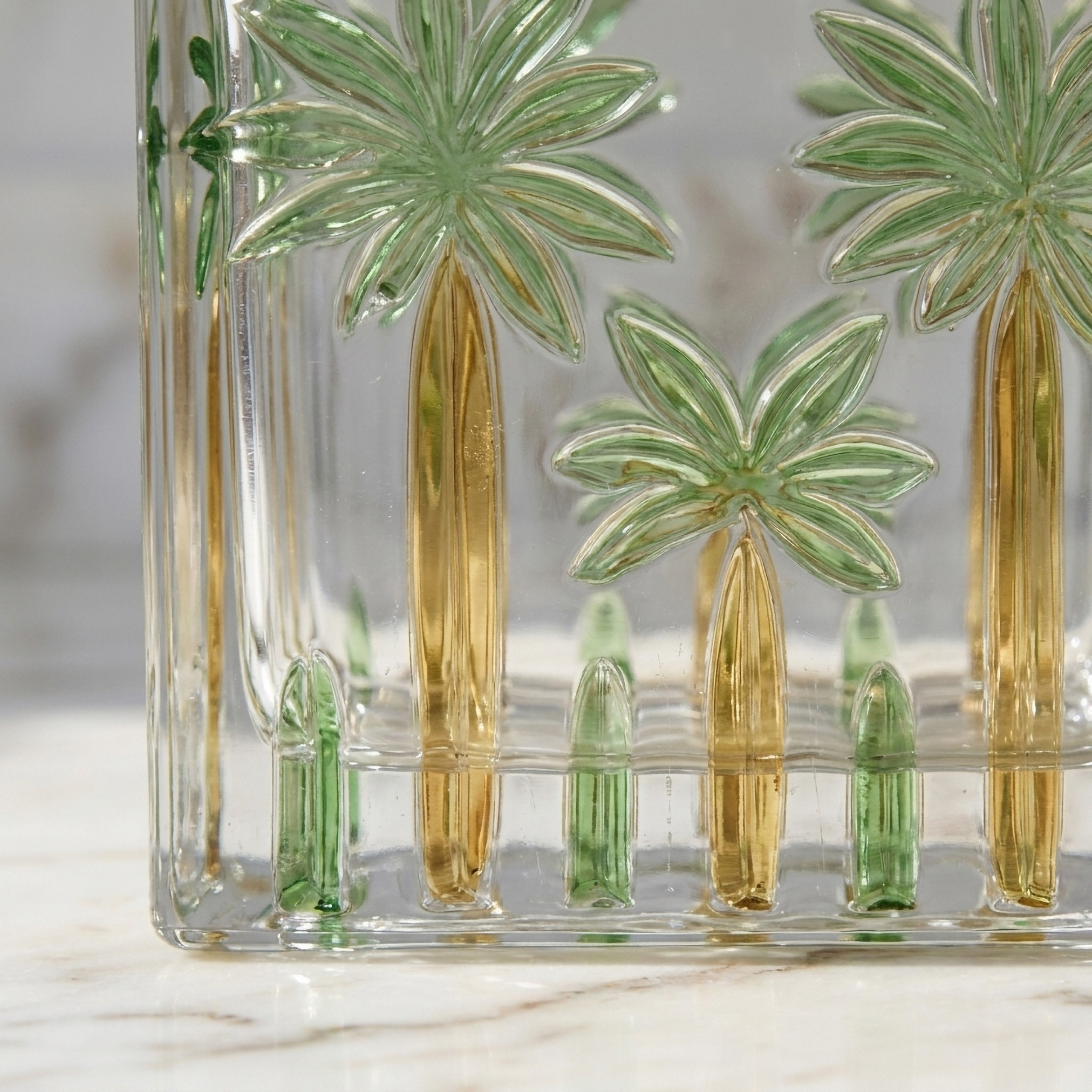Palm Print Glass Tumbler with Partition-household-bathandlaundry-bathaccessories-toothbrushholdersandtumblers-image-3