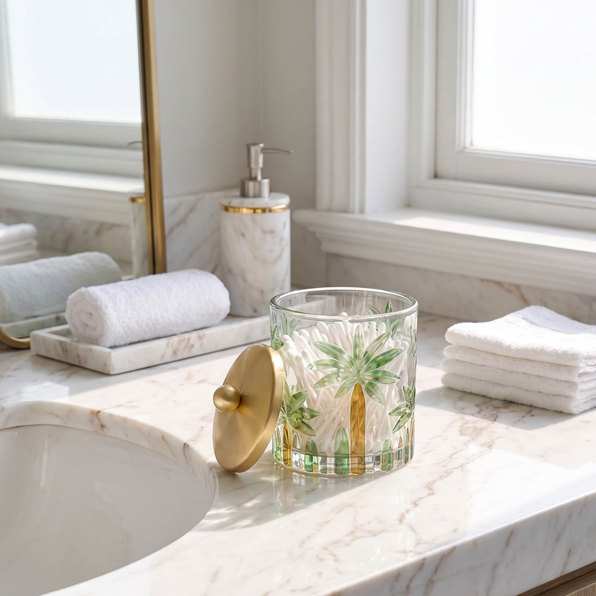 Palm Glass Cotton Jar-household-bathandlaundry-bathaccessories-tissueboxesandcottonjars-image-4