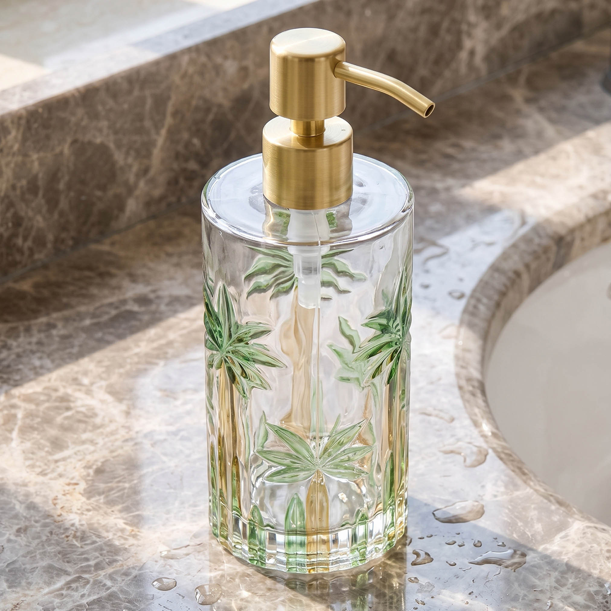 Palm Glass Lotion Dispenser-household-bathandlaundry-bathaccessories-soapdishesanddispensers-image-1