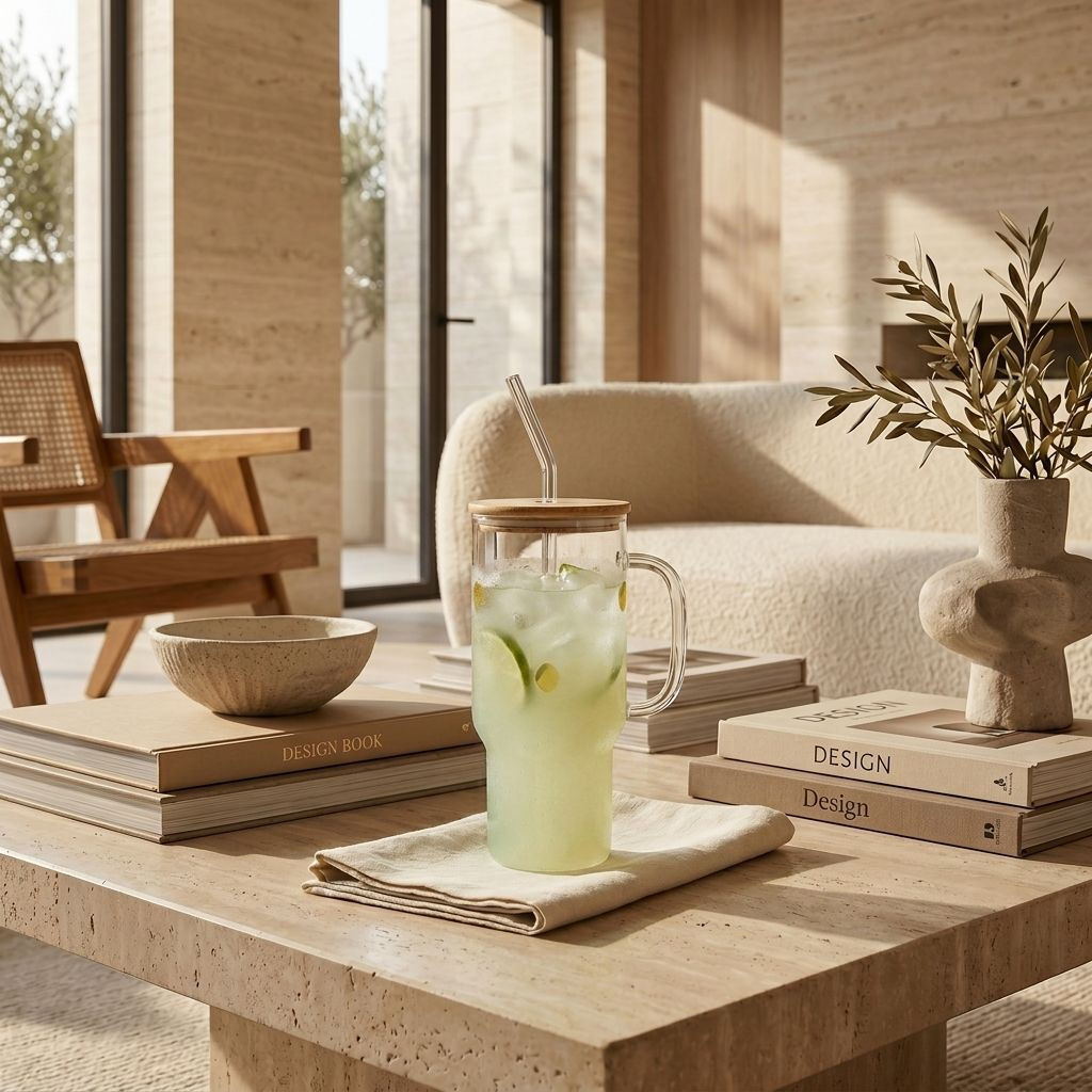 مج زجاج بقشّة وطبعات ليمون - 900 مل-household-dining-teaandcoffee-travelmugsandsippers-image-4