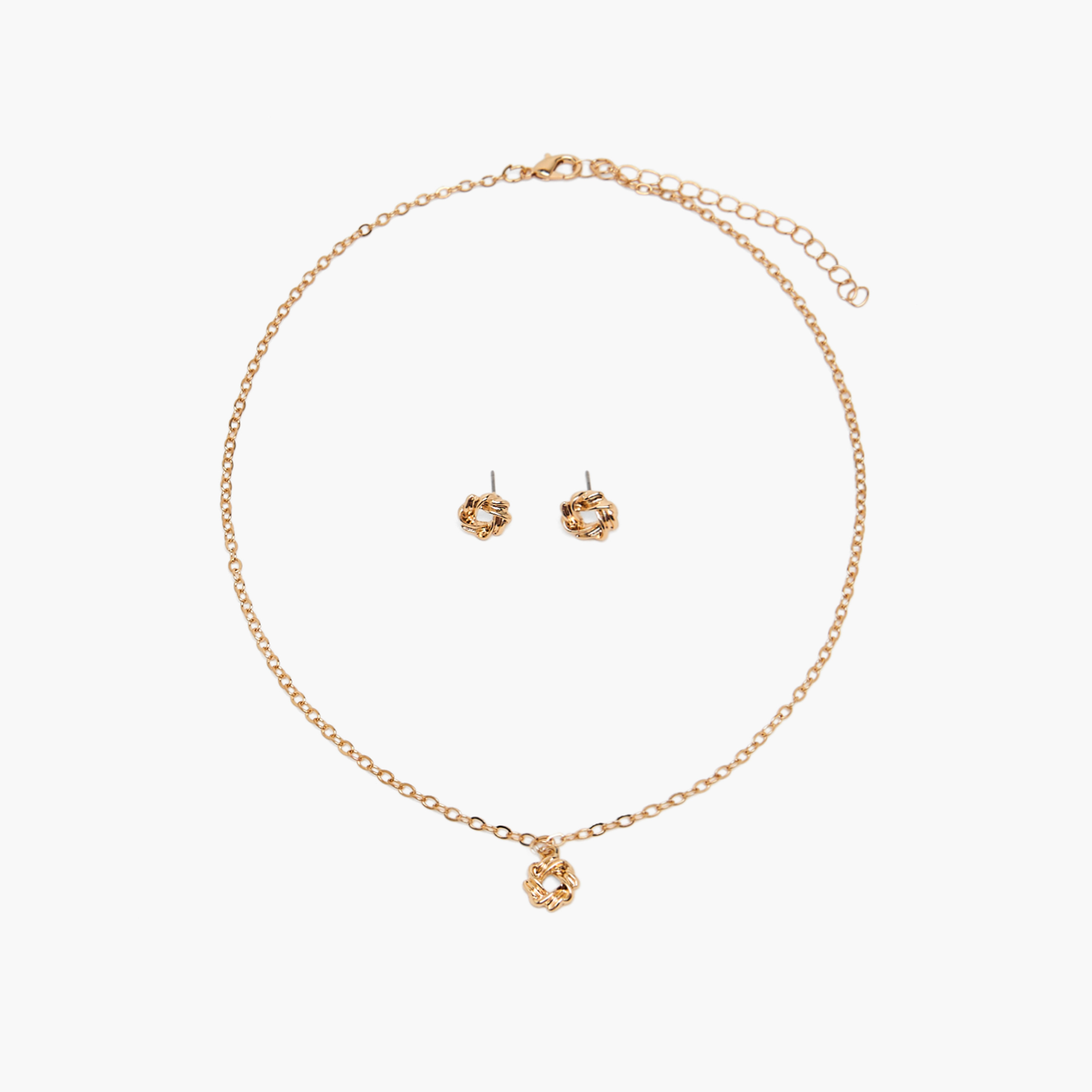 عقد وحلقان مع ميدالية مفاتيح دب - طقم من 4 قطع-women-watchesandjewellery-jewellery-necklacesandpendants-image-6