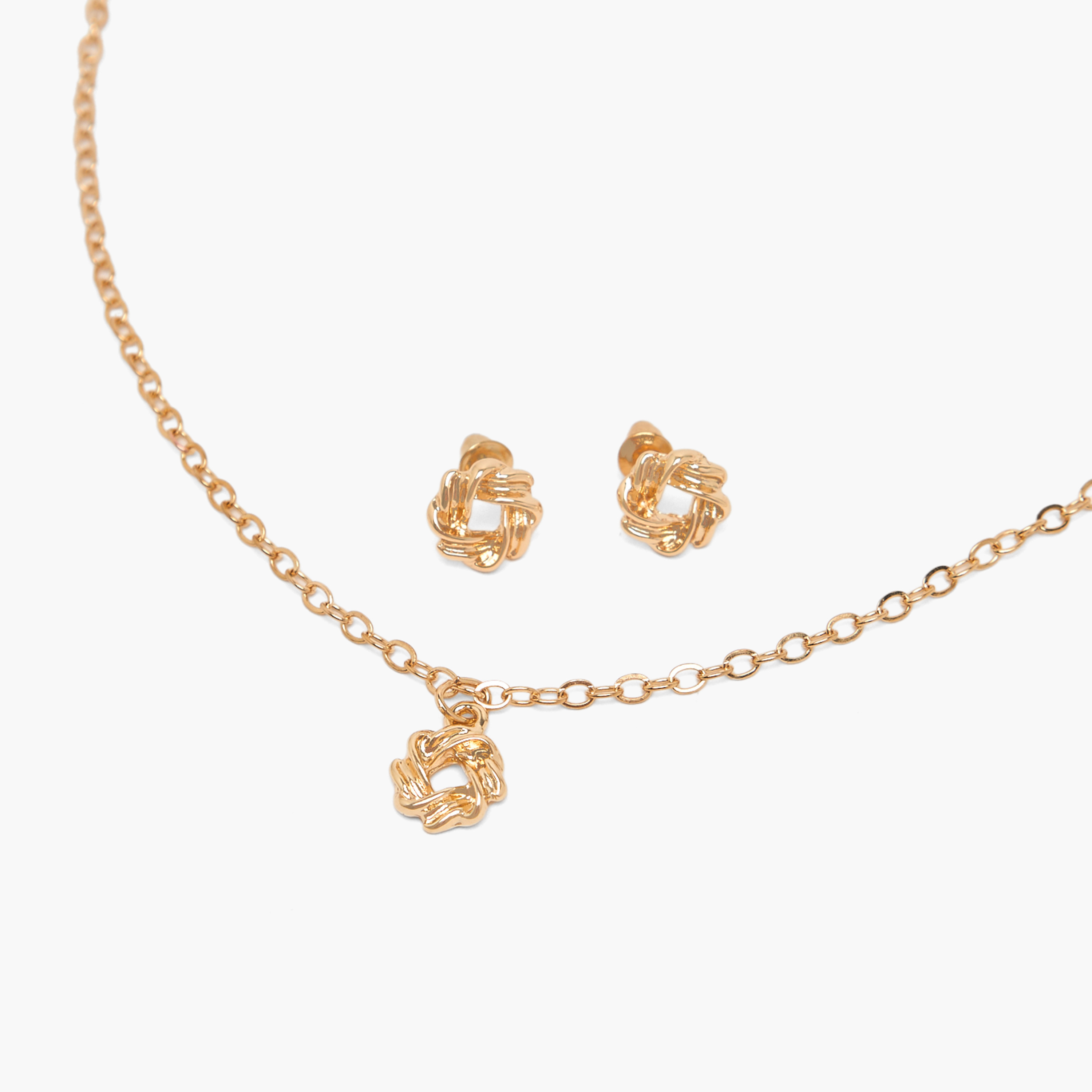 عقد وحلقان مع ميدالية مفاتيح دب - طقم من 4 قطع-women-watchesandjewellery-jewellery-necklacesandpendants-image-7
