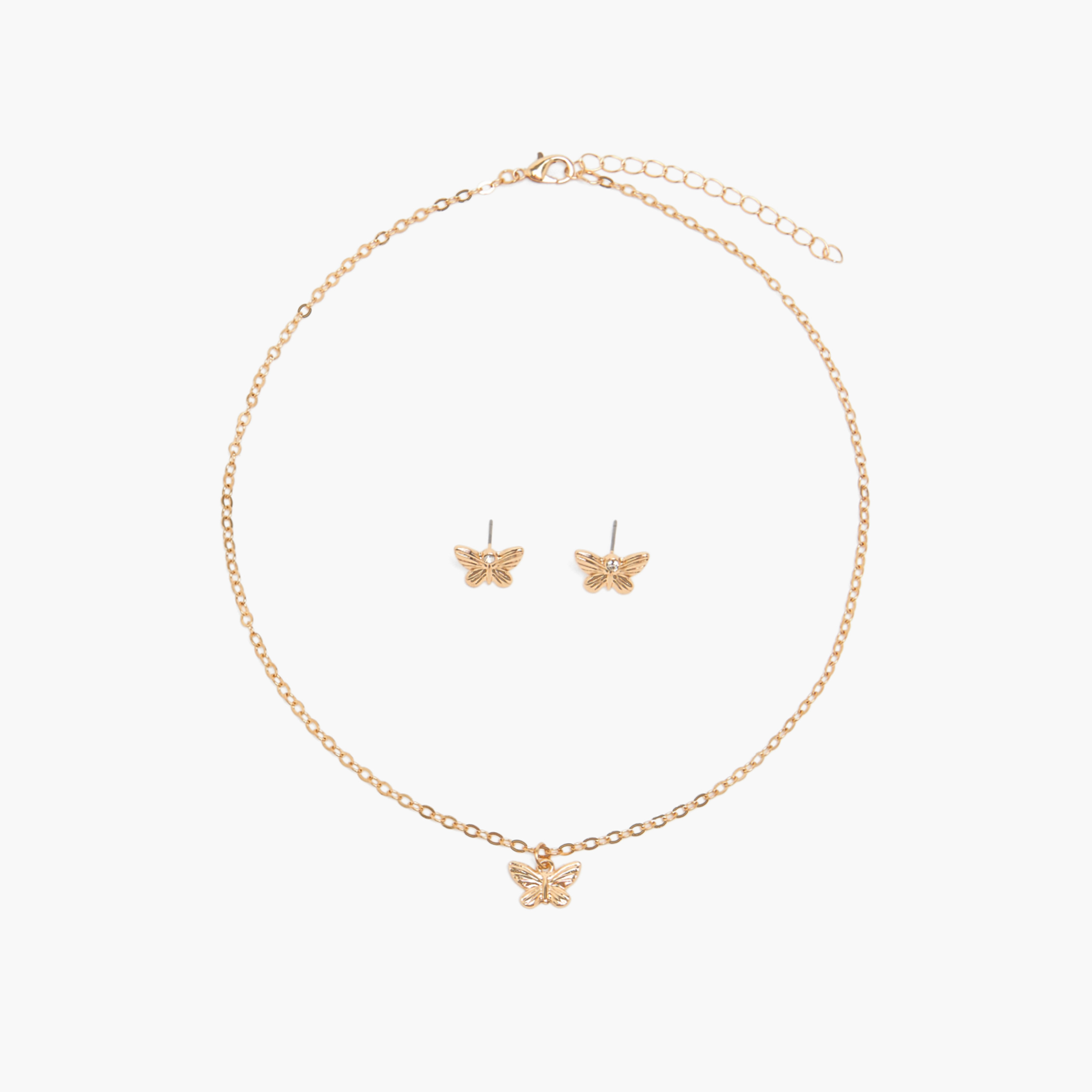 Set of 4 - Butterfly Pendant Necklace with Earrings and Bunny Keychain-women-watchesandjewellery-jewellery-necklacesandpendants-image-6