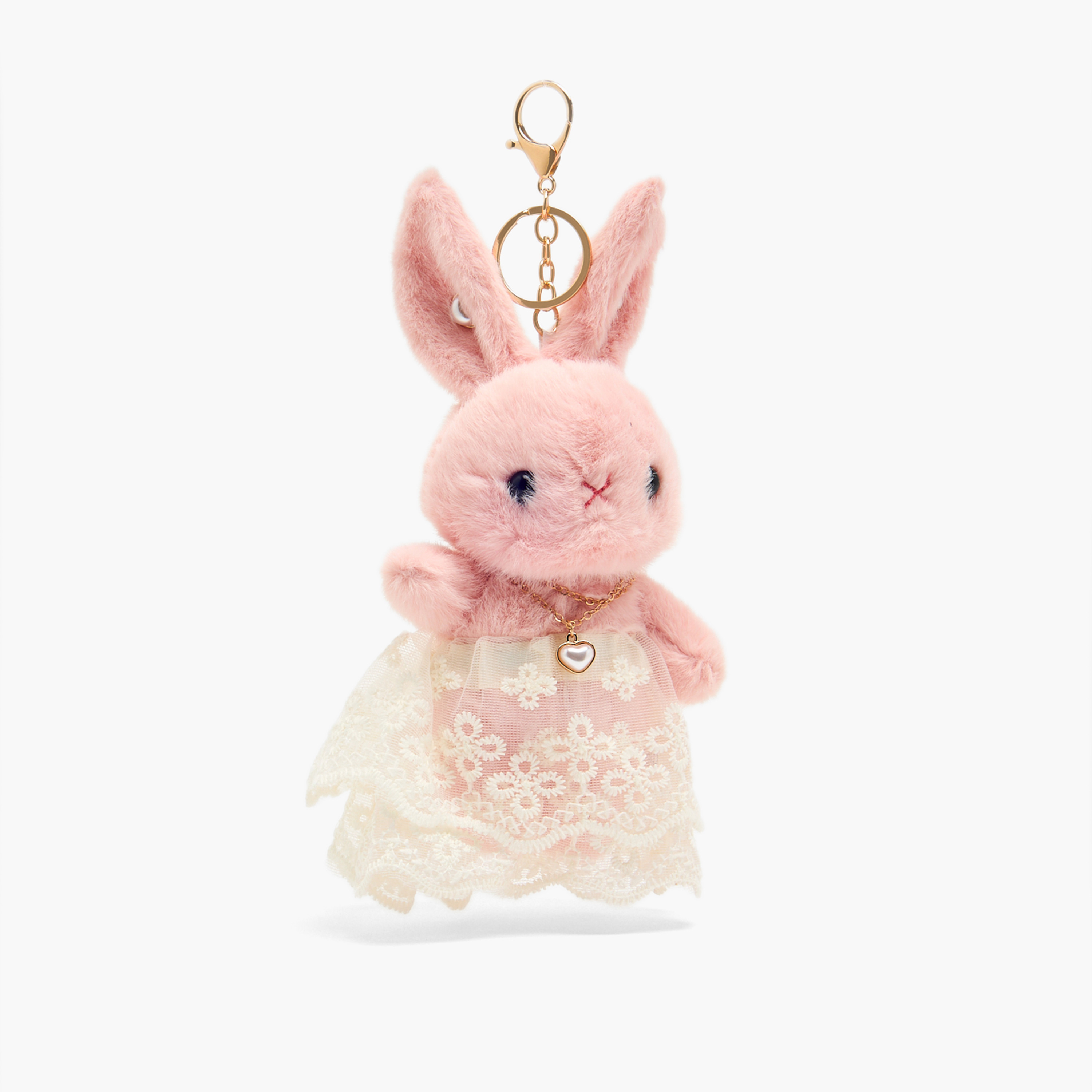 Set of 4 - Pearl Heart Pendant Necklace with Earrings and Bunny Keychain-women-watchesandjewellery-jewellery-necklacesandpendants-image-1