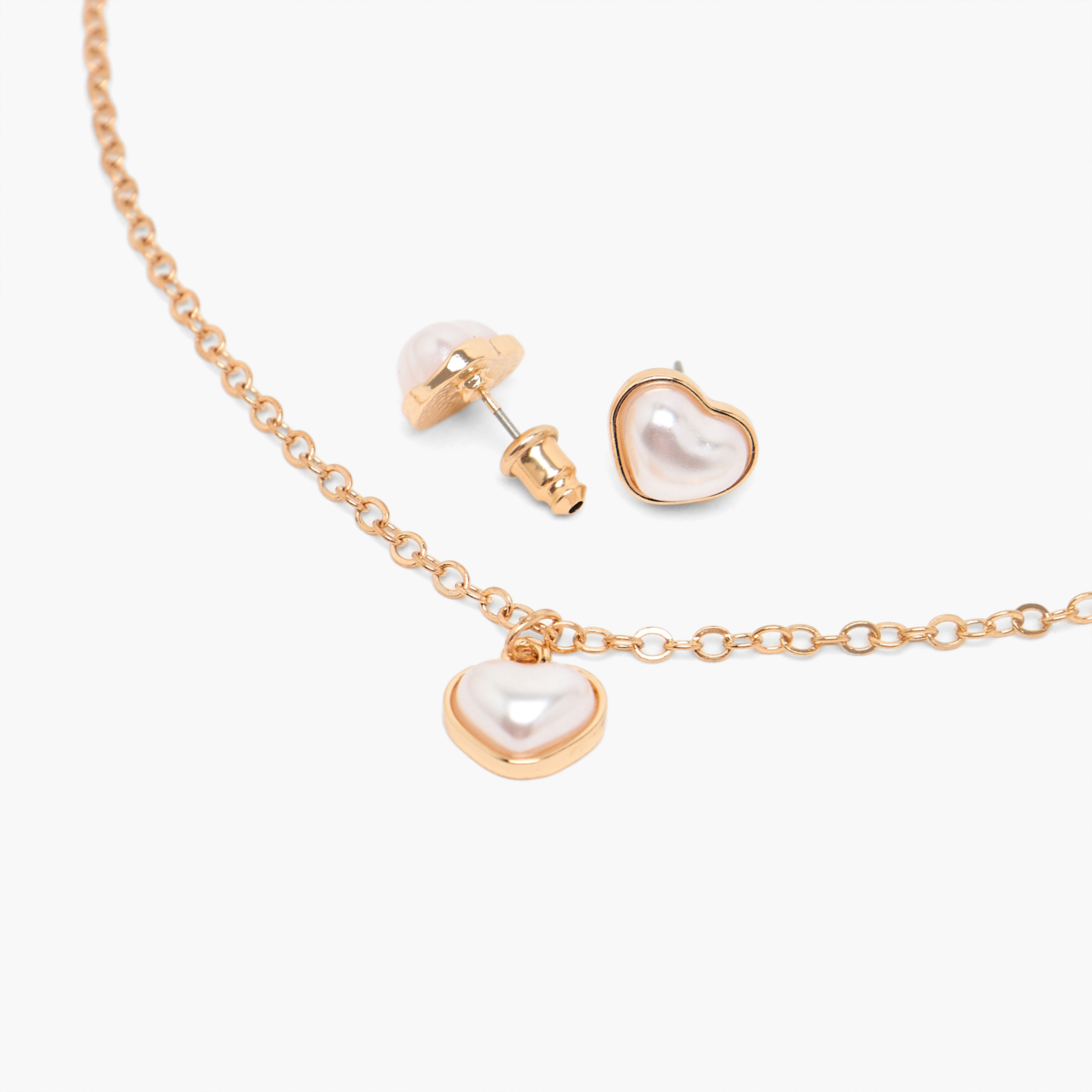 Set of 4 - Pearl Heart Pendant Necklace with Earrings and Bunny Keychain-women-watchesandjewellery-jewellery-necklacesandpendants-image-8