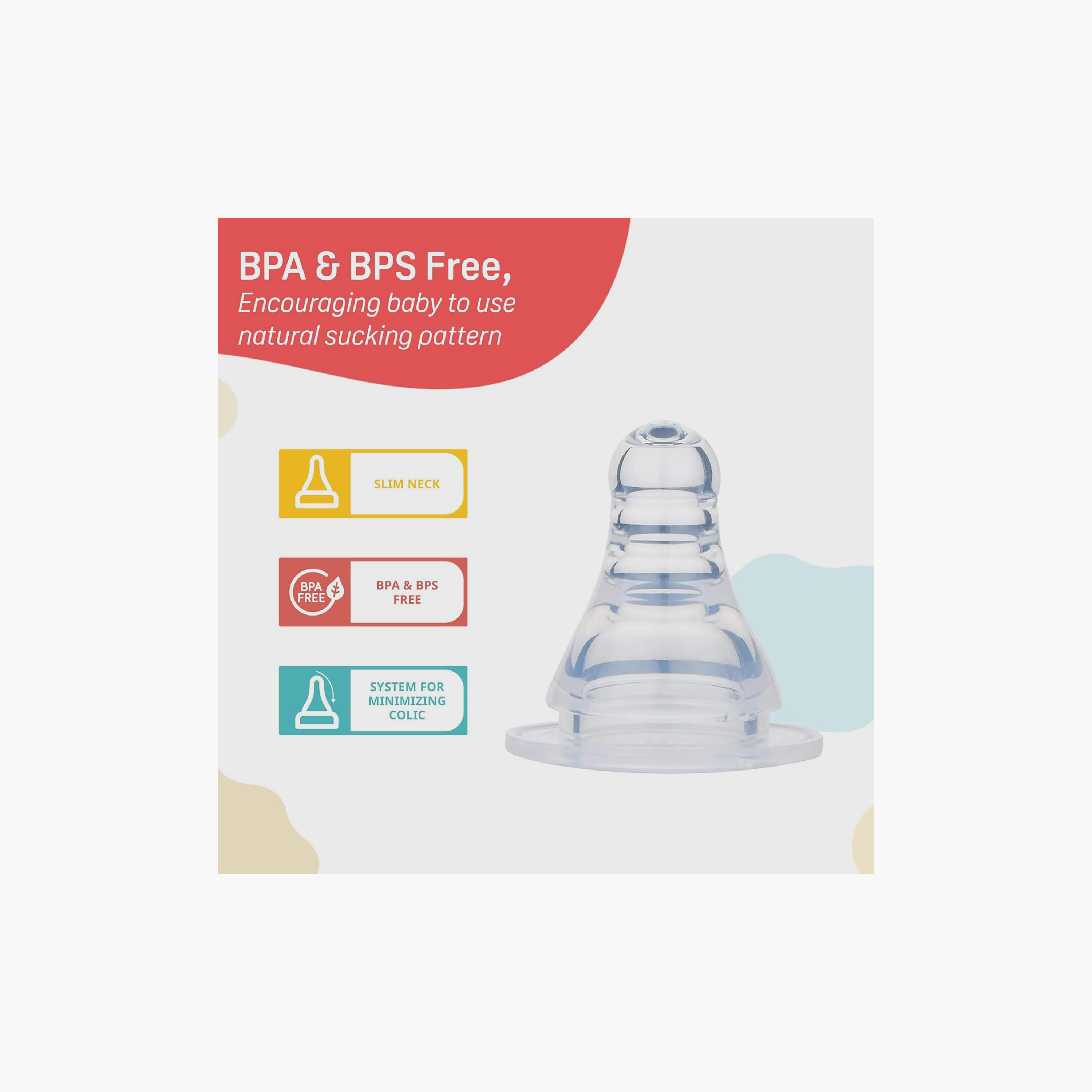 حلمات رضاعة سيليكون مرنة بعنق ضيق من بيجون - عبوة من قطعتين، 0+ شهر-baby-feeding-feedingbottles-bottlesandteats-image-3