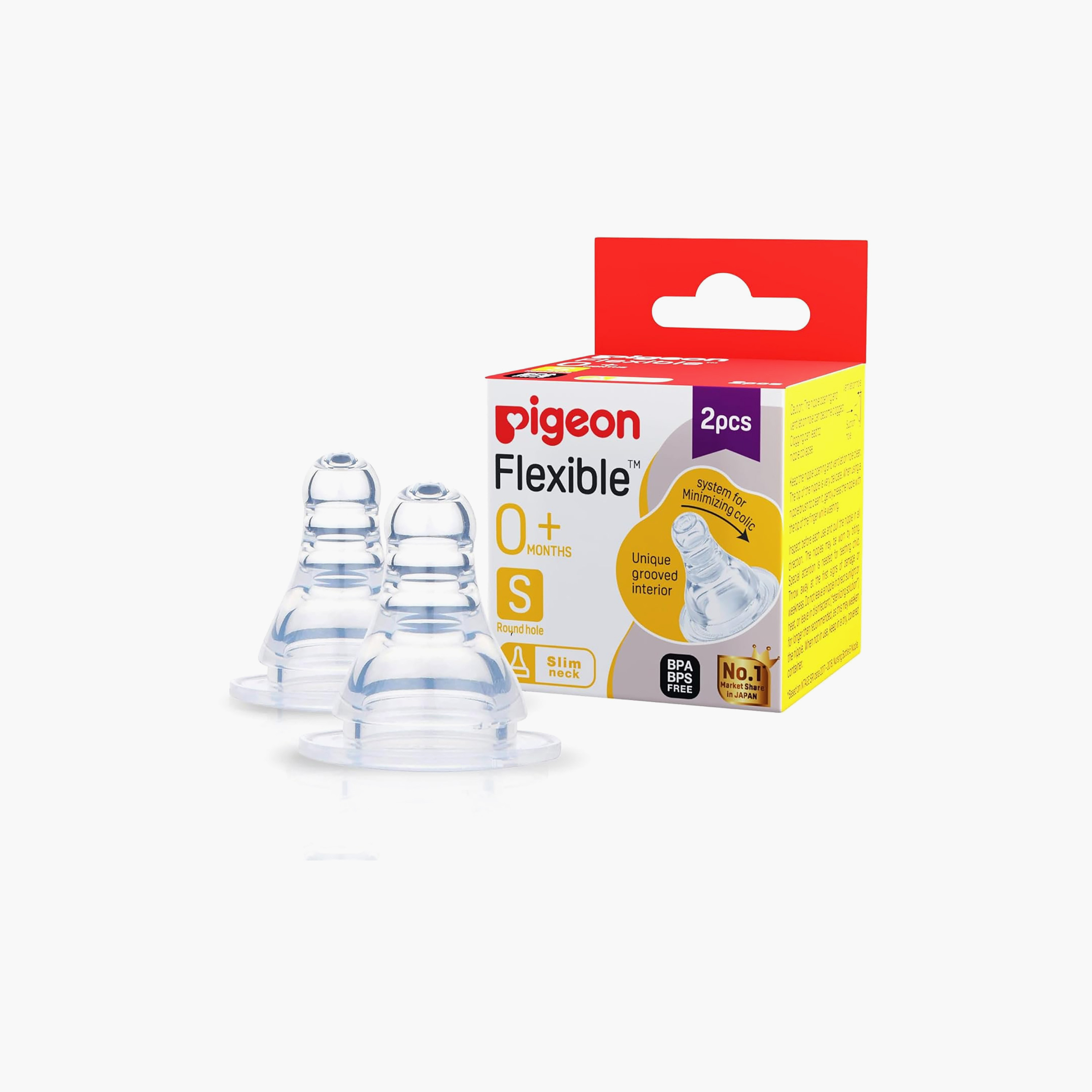 حلمات رضاعة سيليكون مرنة بعنق ضيق من بيجون - عبوة من قطعتين، 0+ شهر-baby-feeding-feedingbottles-bottlesandteats-image-6
