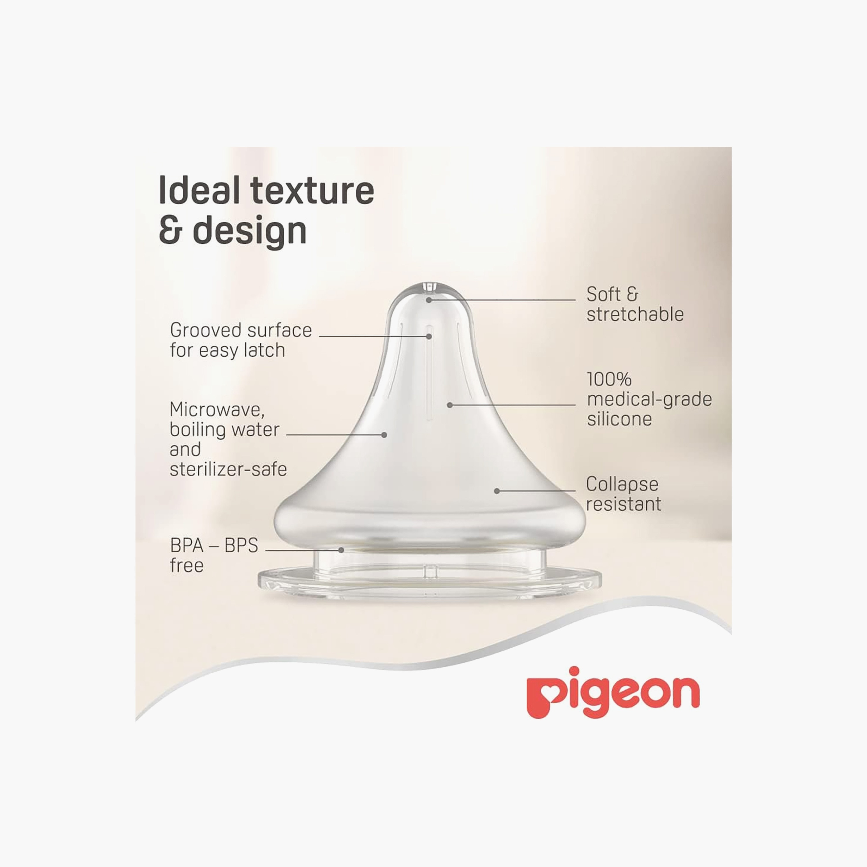 Pigeon Soft Touch Wide Neck Silicone Teat - Pack of 2, 6+ months-baby-feeding-feedingbottles-bottlesandteats-image-5