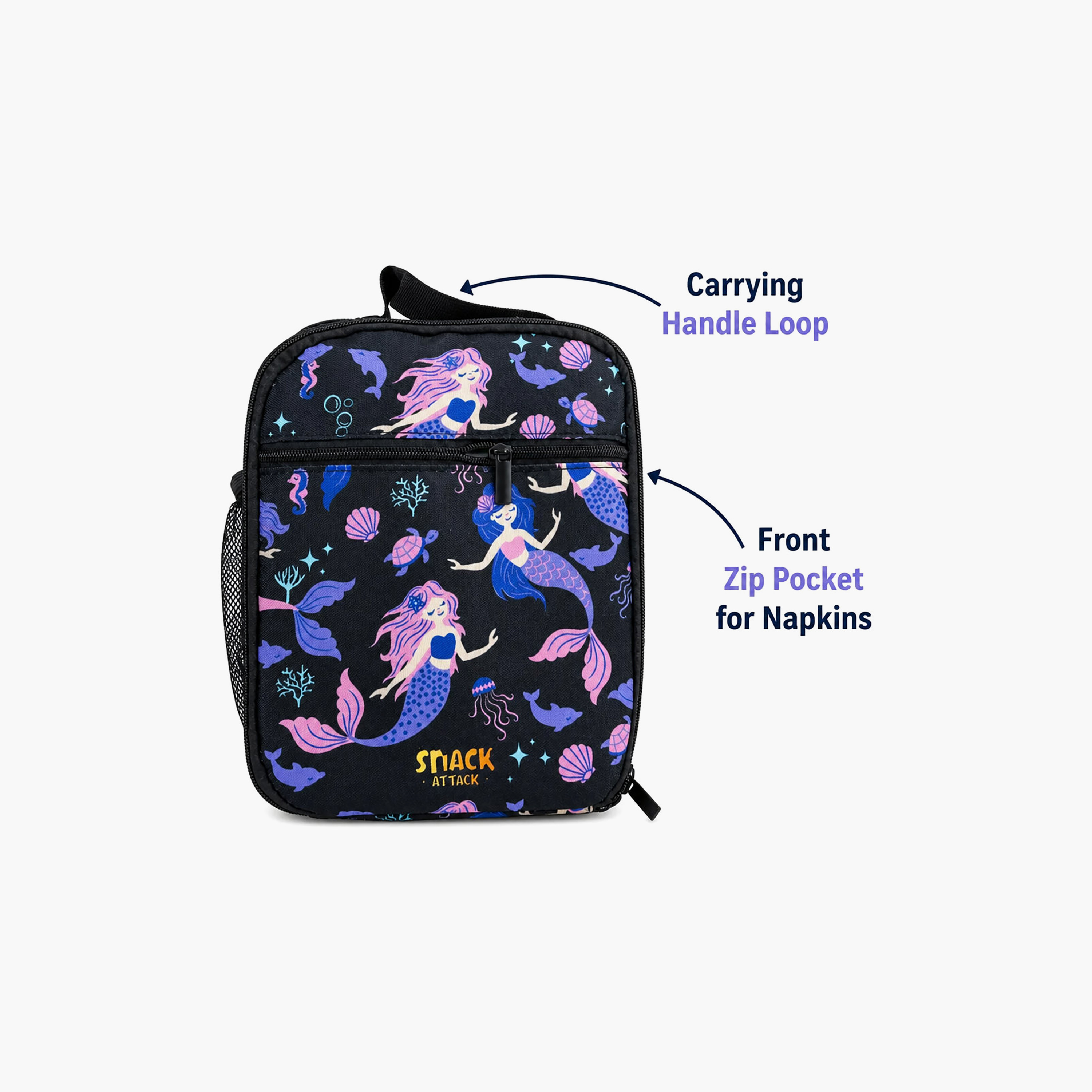 Snack Attack Insulated Magical Mermaid School Lunch Bag with Water Bottle Holder-school-lunchessentials-lunchbags-image-2
