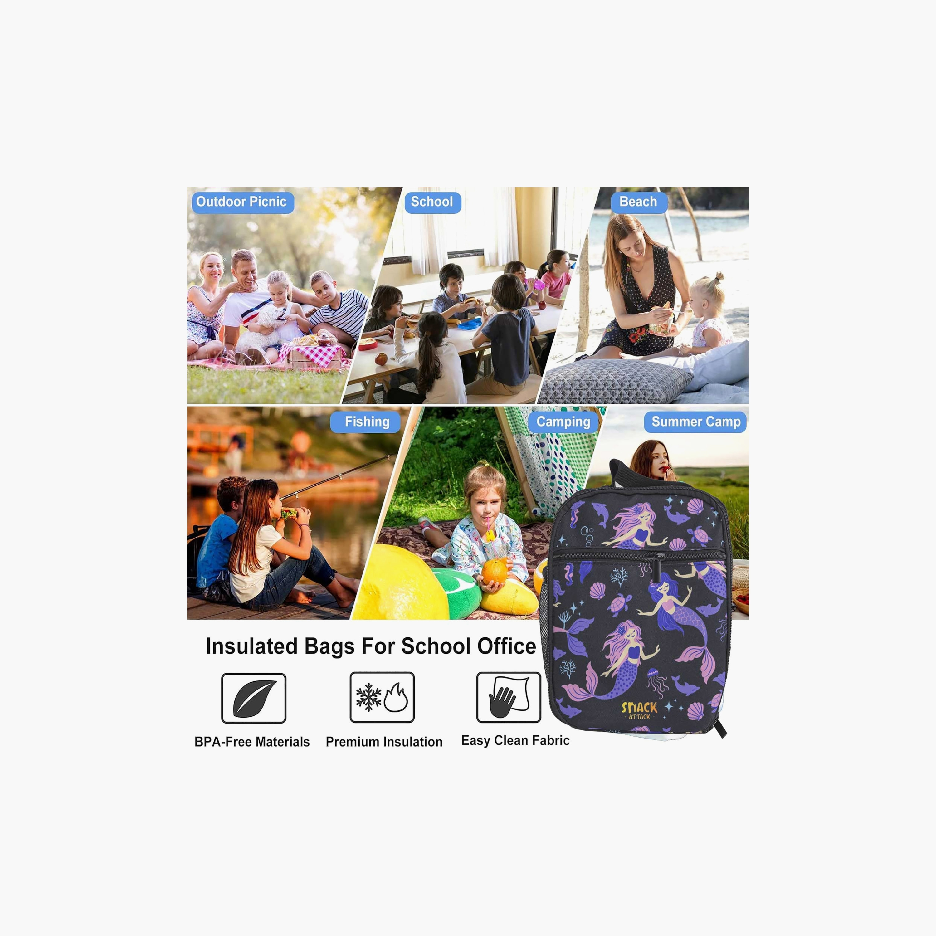 Snack Attack Insulated Magical Mermaid School Lunch Bag with Water Bottle Holder-school-lunchessentials-lunchbags-image-6