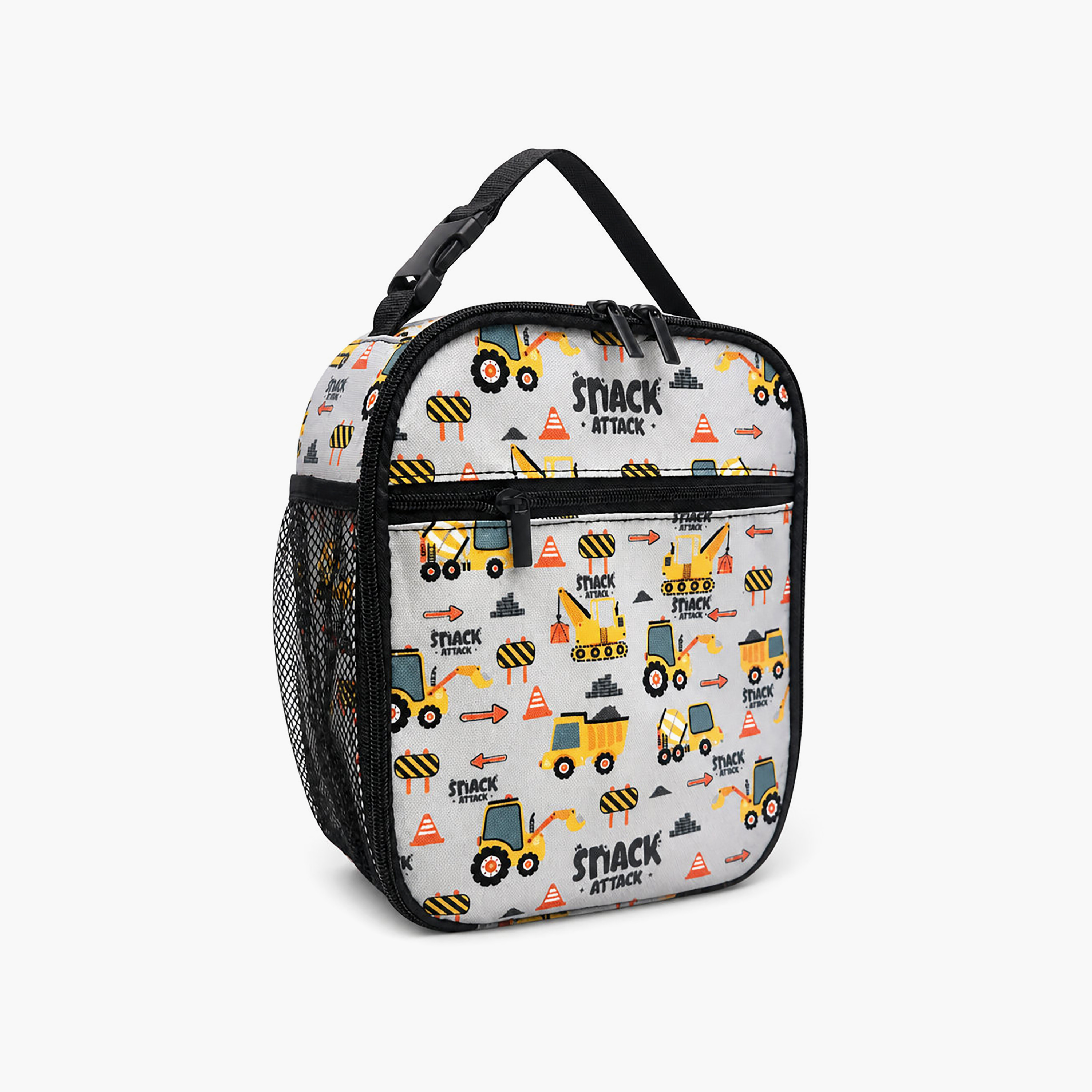 Snack Attack Insulated Construction Truck School Lunch Bag with Water Bottle Holder-school-lunchessentials-lunchbags-image-1