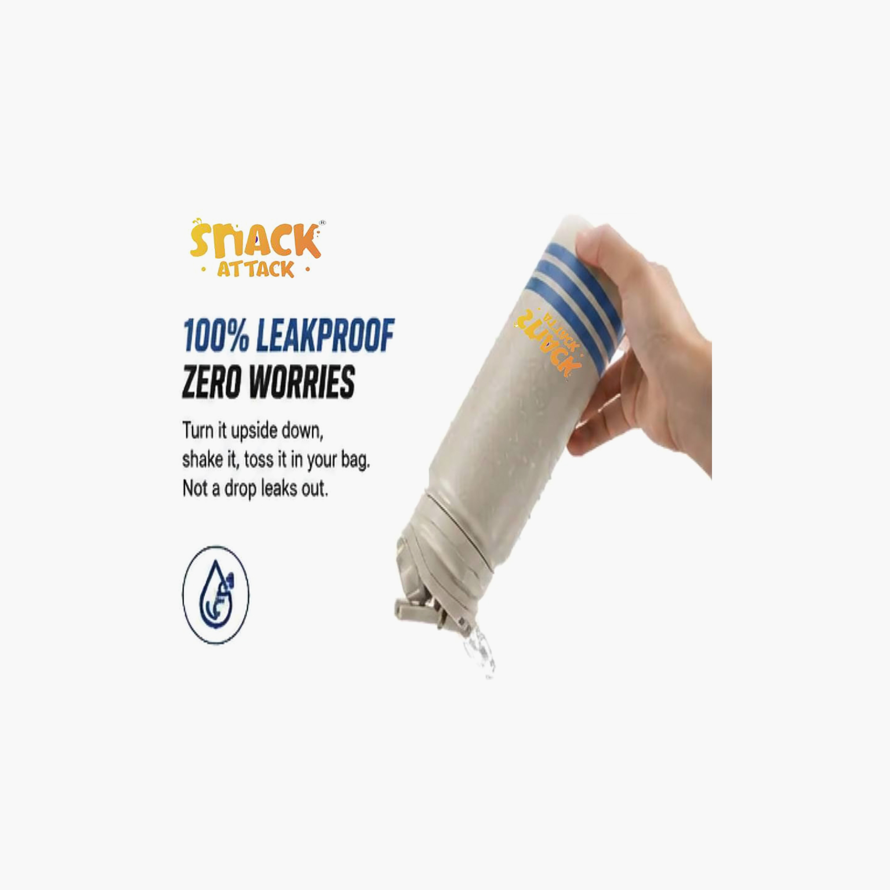 Snack Attack Insulated SS Striped Water Bottle with 2-In-1 Straw & Spout Lid - 740 ml-school-waterbottles-image-2