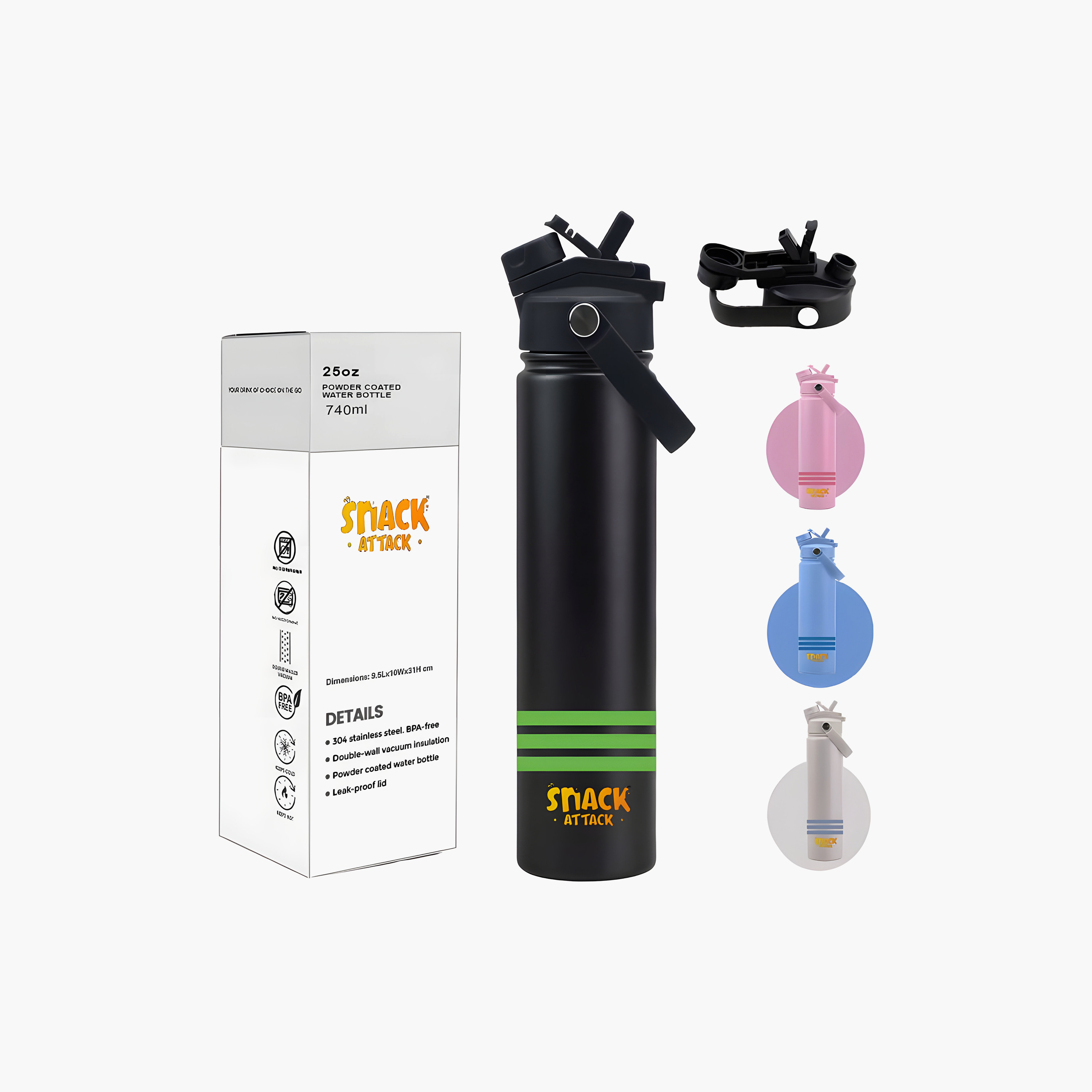 عبوة ماء مخططة ستانلس ستيل معزولة مع غطاء 2 في 1 بفوهة وماصة | 740 مل من سناك أتاك-school-waterbottles-image-13