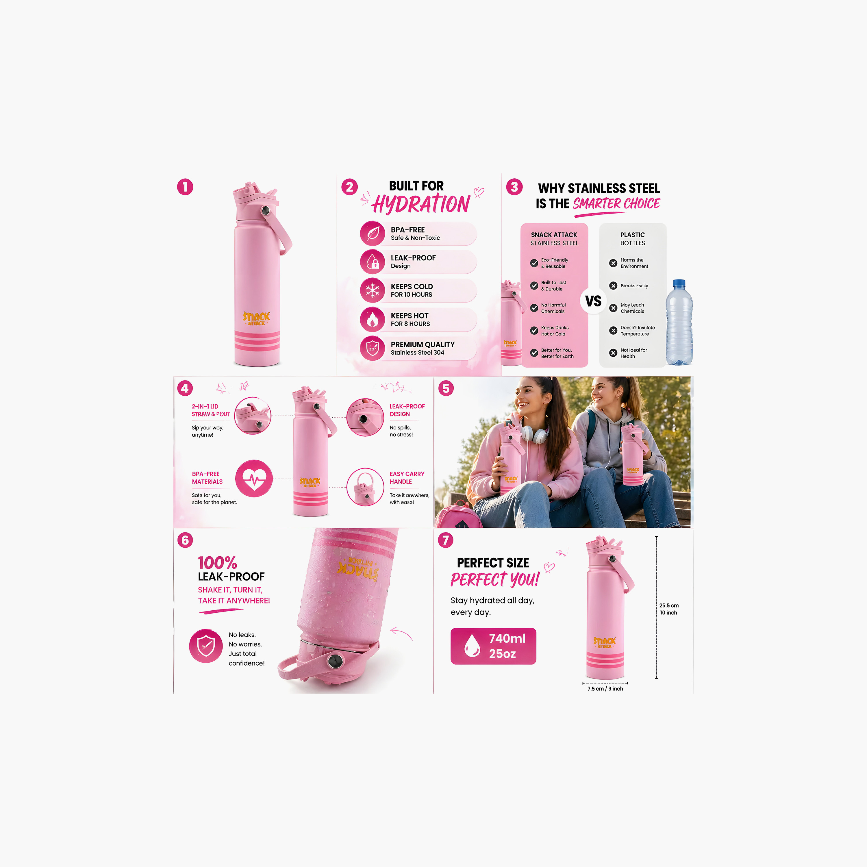 عبوة ماء مخططة ستانلس ستيل معزولة مع غطاء 2 في 1 بفوهة وماصة | 740 مل من سناك أتاك-school-waterbottles-image-31
