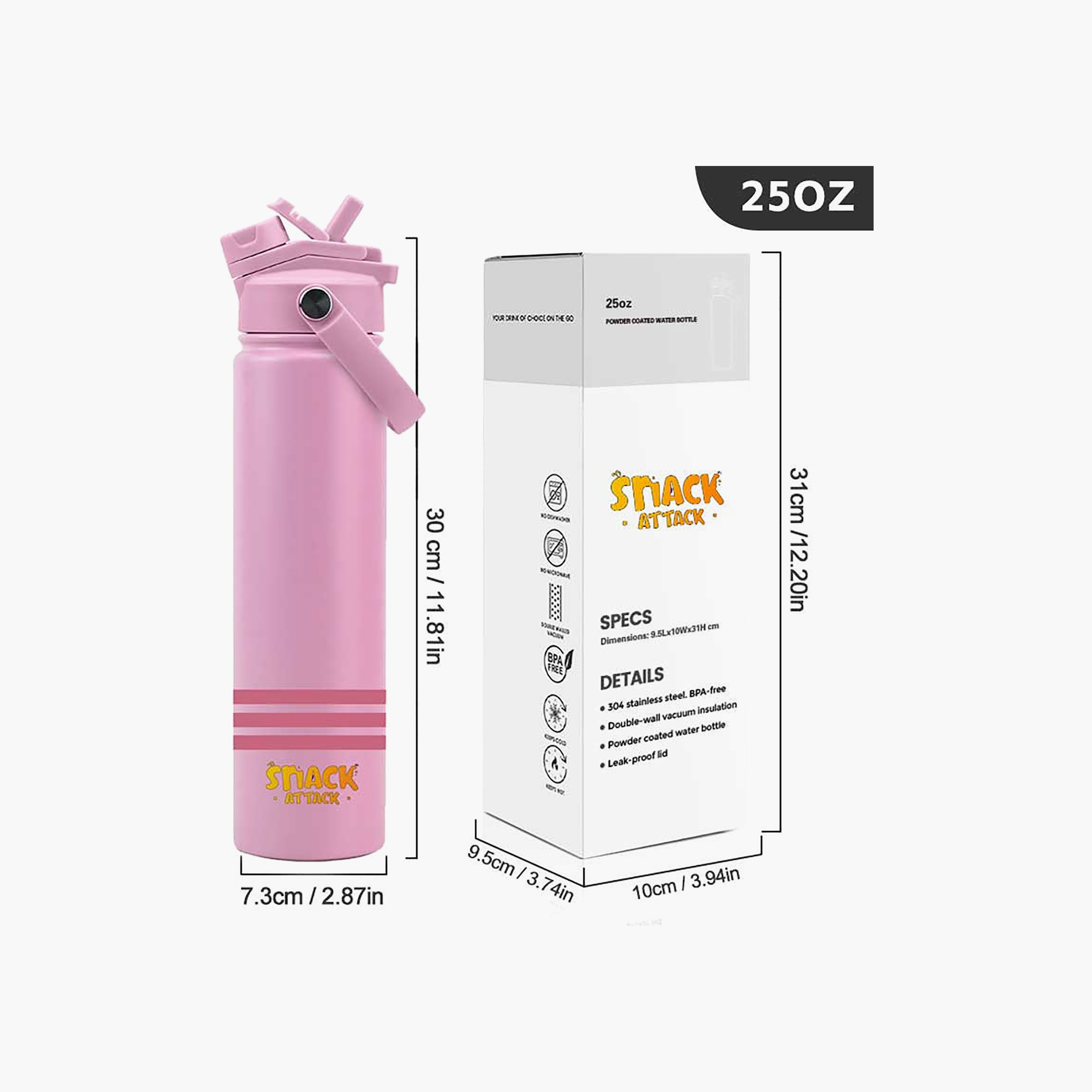 عبوة ماء مخططة ستانلس ستيل معزولة مع غطاء 2 في 1 بفوهة وماصة | 740 مل من سناك أتاك-school-waterbottles-image-24