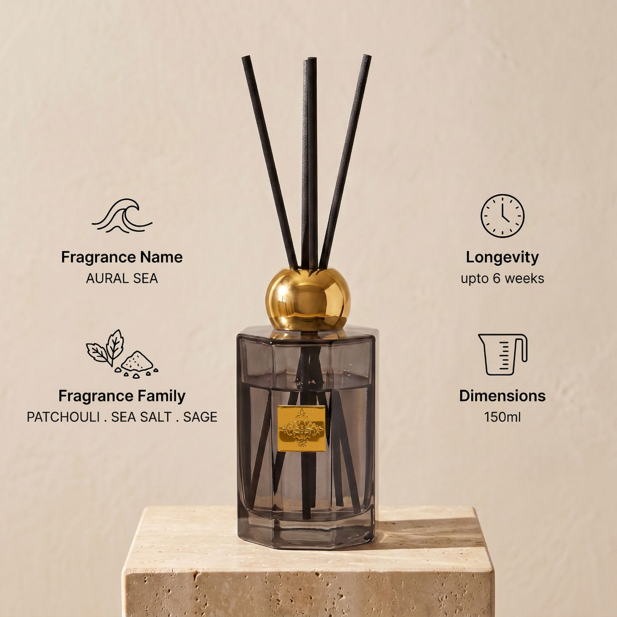 Luxe Essence Aural Sea Reed Diffuser - 150 ml-household-homefragrance-reeddiffusers-image-7