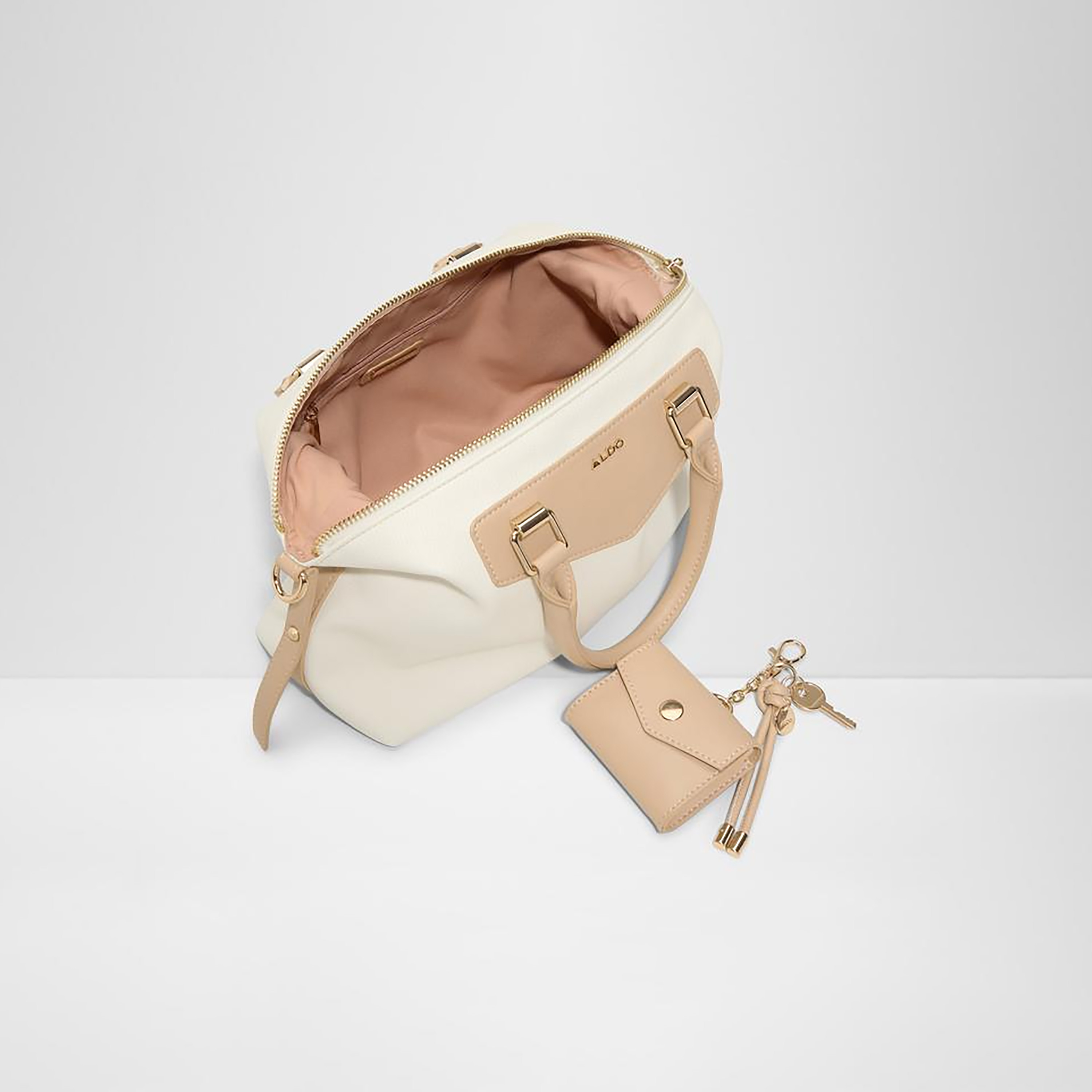 Aldo Mellowbag Plain Double Handle Satchel Bag & Pouch with Zip Closure & Strap-women-bagsandwallets-handbags-image-3