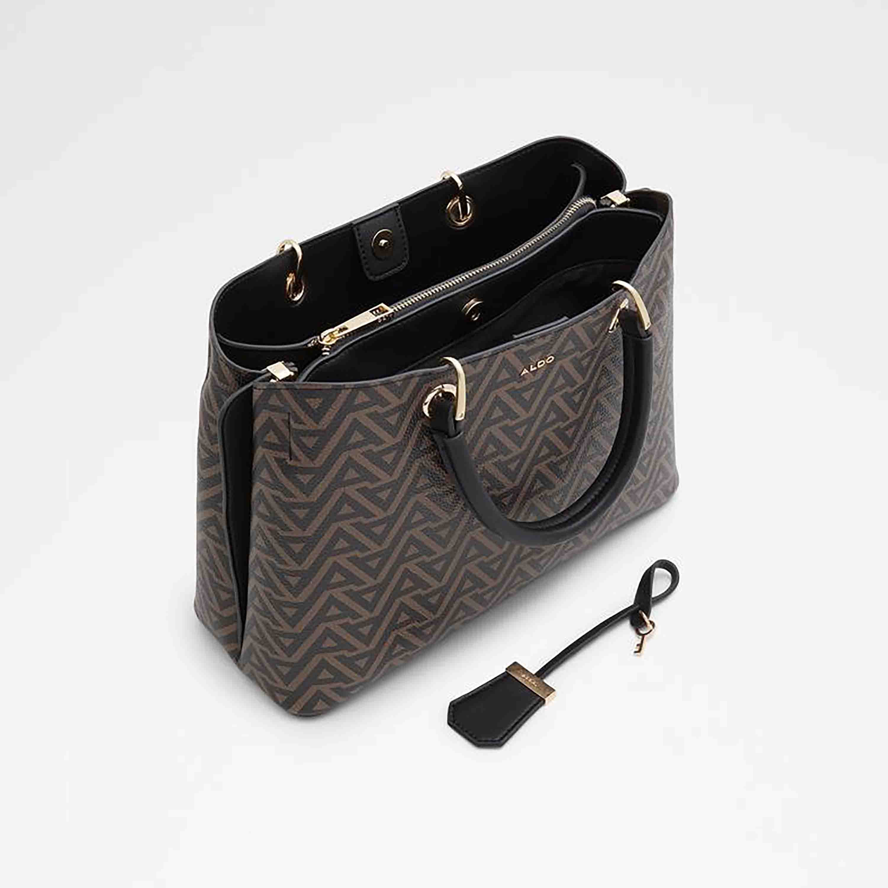 Aldo Eile Monogram Double Handle Tote Bag with Magnetic Closure and Adjustable Strap-women-bagsandwallets-handbags-image-3
