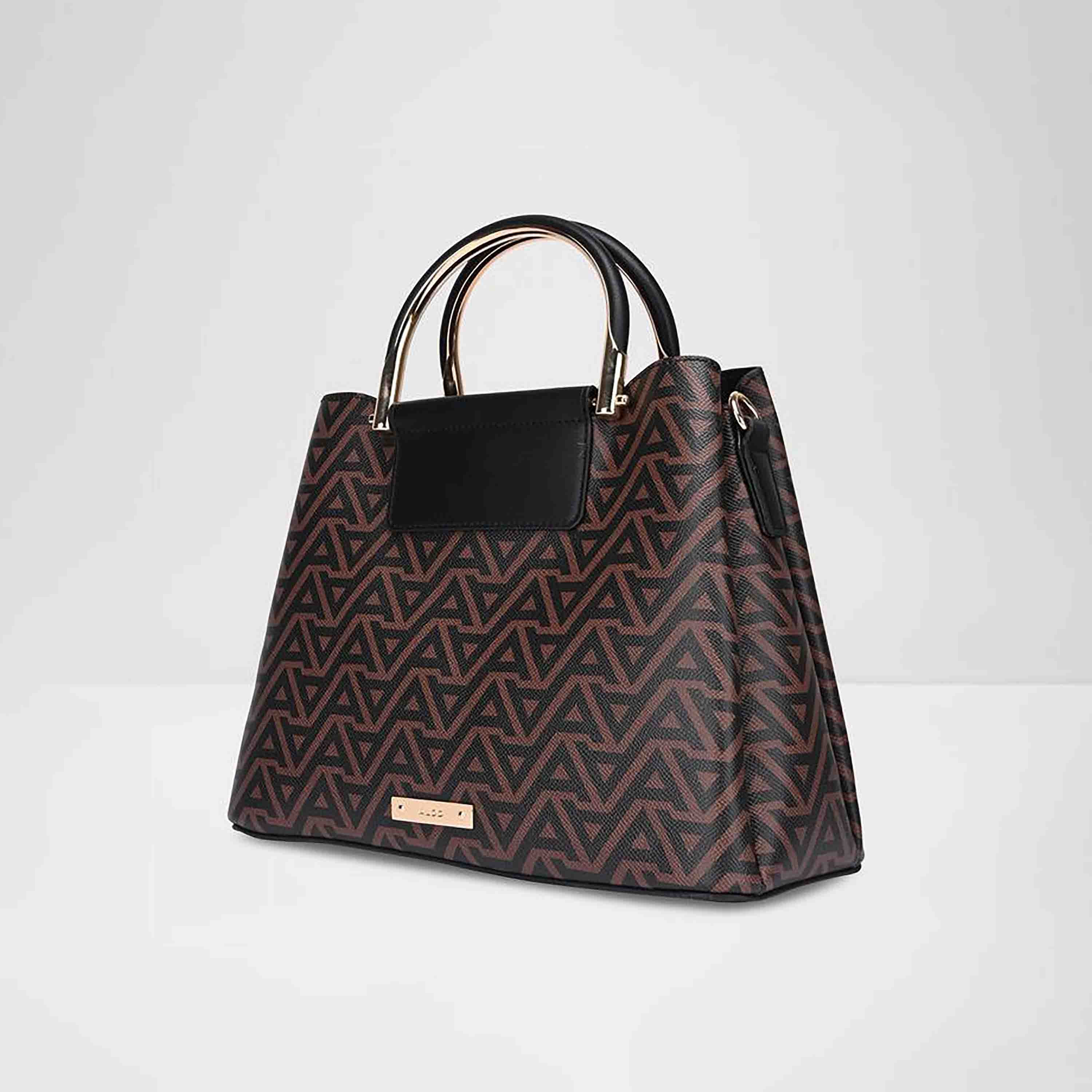 Aldo Sloana Monogram Double Handle Satchel Bag with Zipper Closure and Adjustable Strap-women-bagsandwallets-handbags-image-2