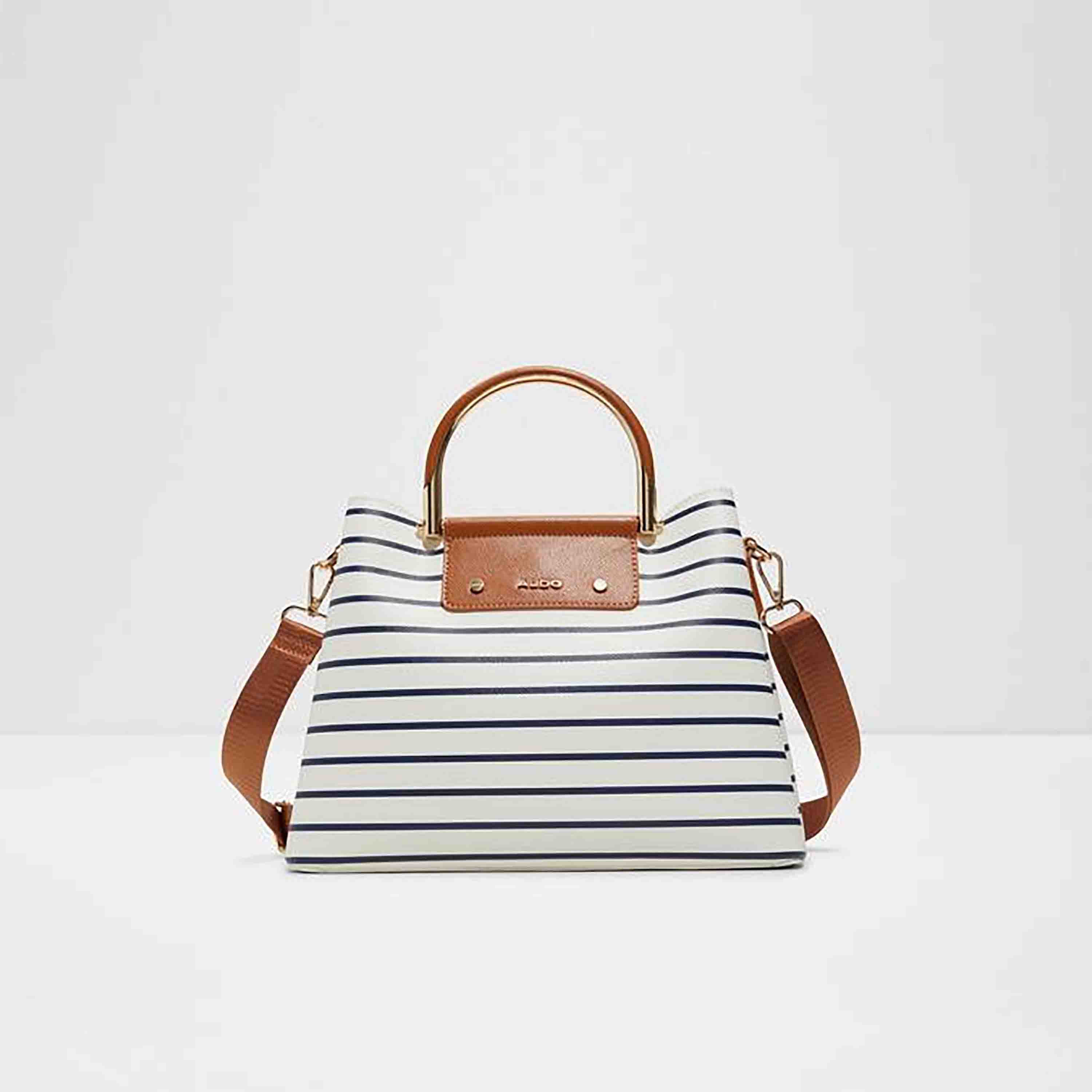 Aldo Sloana Striped Double Handle Satchel Bag with Magnetic Closure & Adjustable Strap-women-bagsandwallets-handbags-image-1