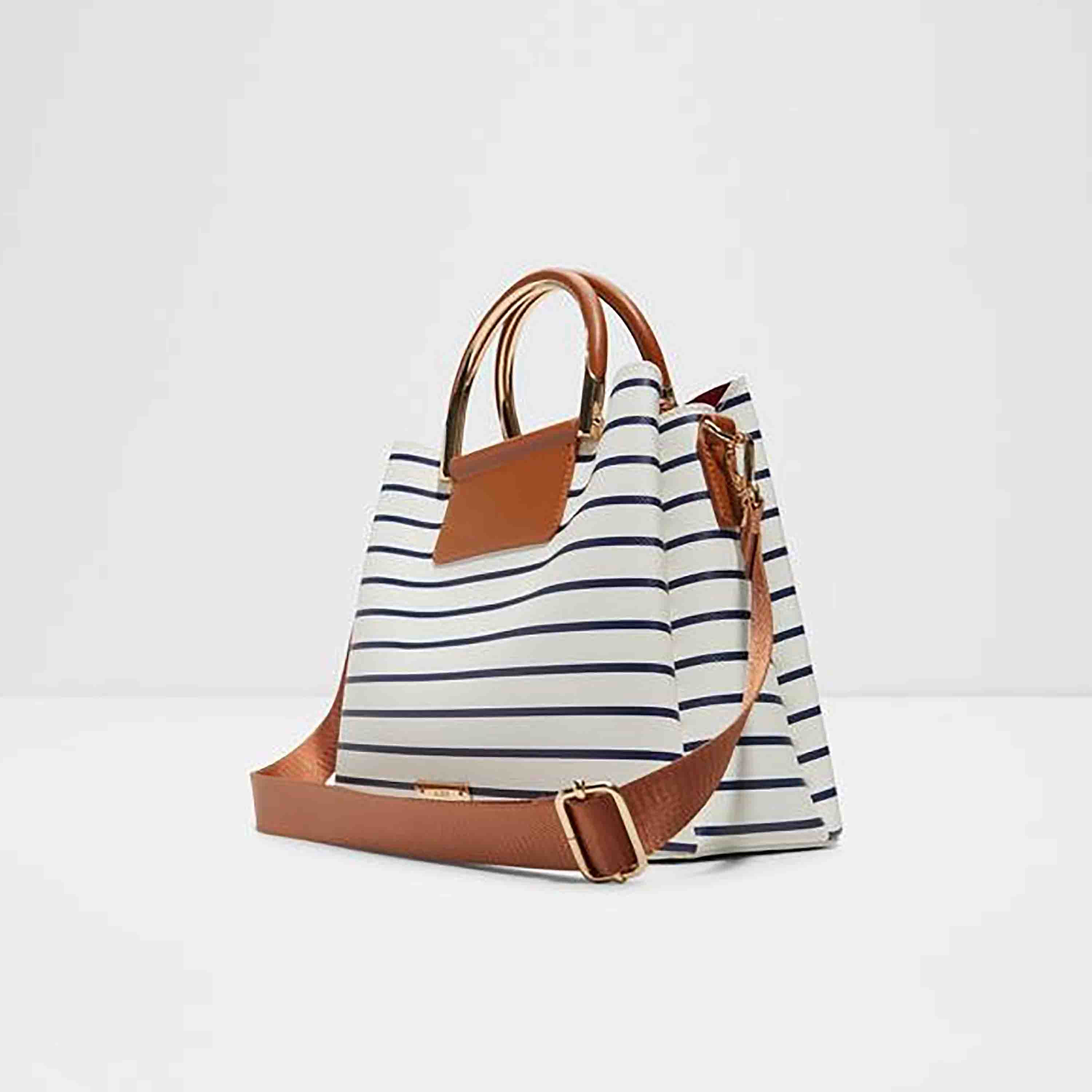 Aldo Sloana Striped Double Handle Satchel Bag with Magnetic Closure & Adjustable Strap-women-bagsandwallets-handbags-image-2