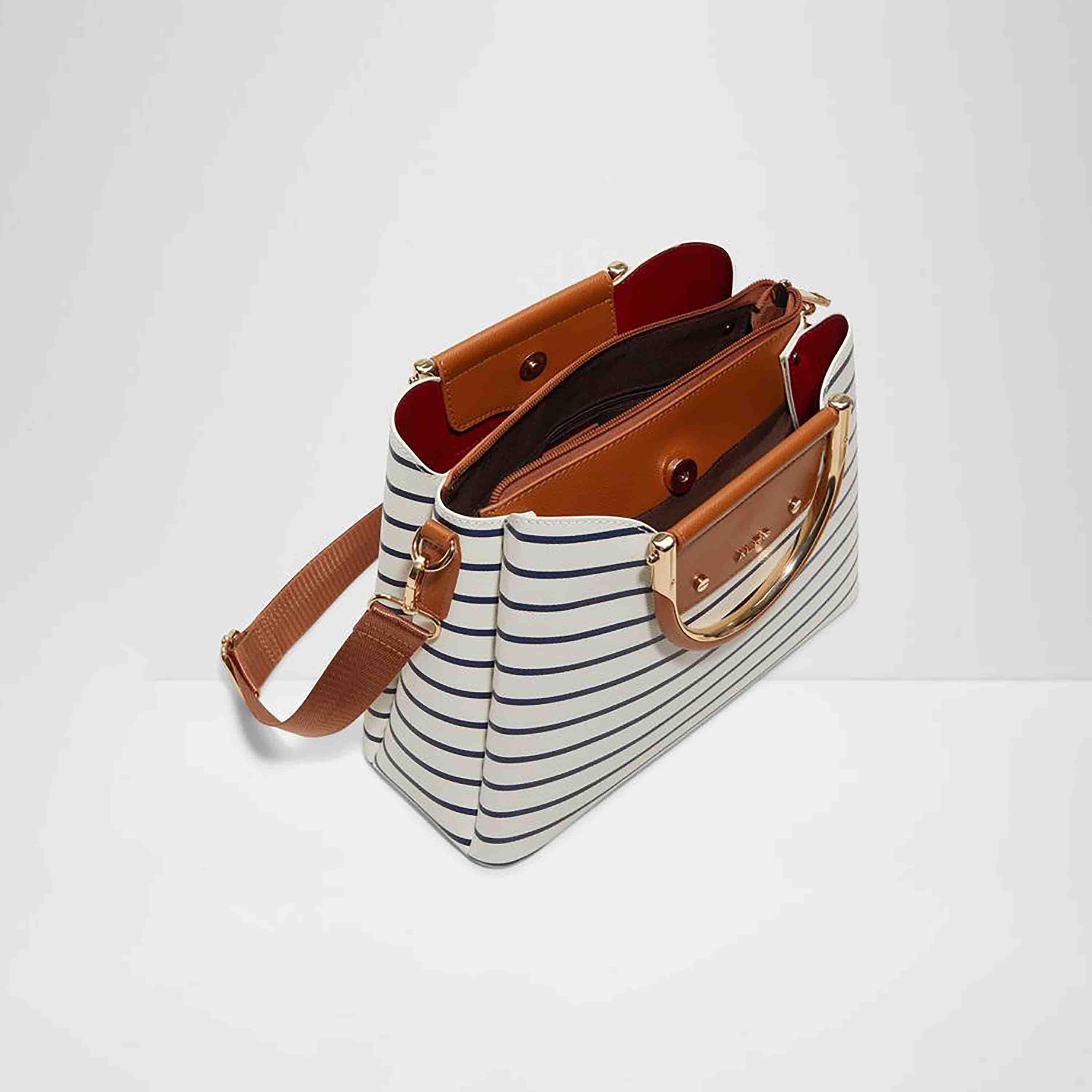 Aldo Sloana Striped Double Handle Satchel Bag with Magnetic Closure & Adjustable Strap-women-bagsandwallets-handbags-image-3