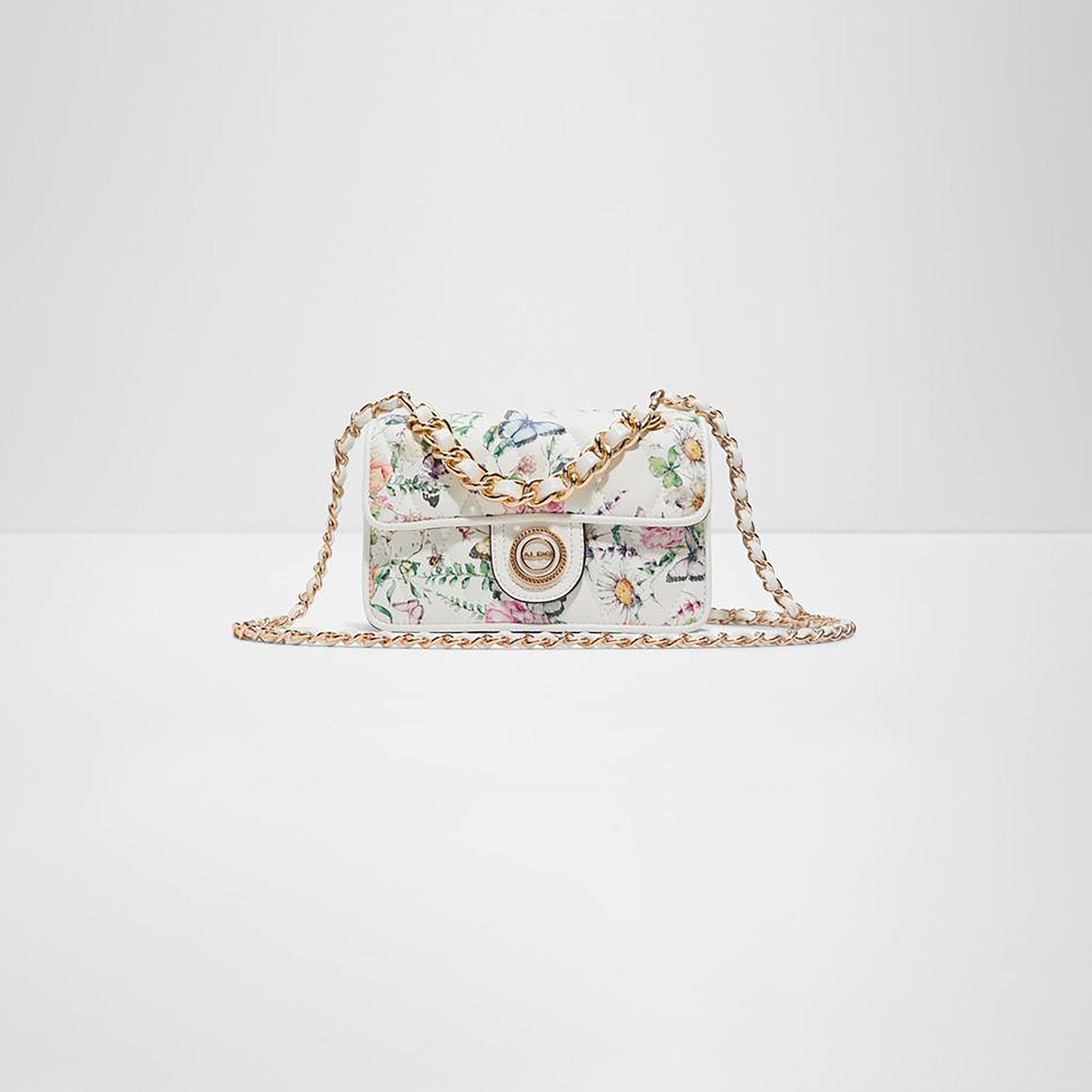 حقيبة كروسبودي من ألدو لوبيلا بنقشة زهور، مزودة بغطاء قلاب وحزام سلسلة.-women-bagsandwallets-handbags-image-1