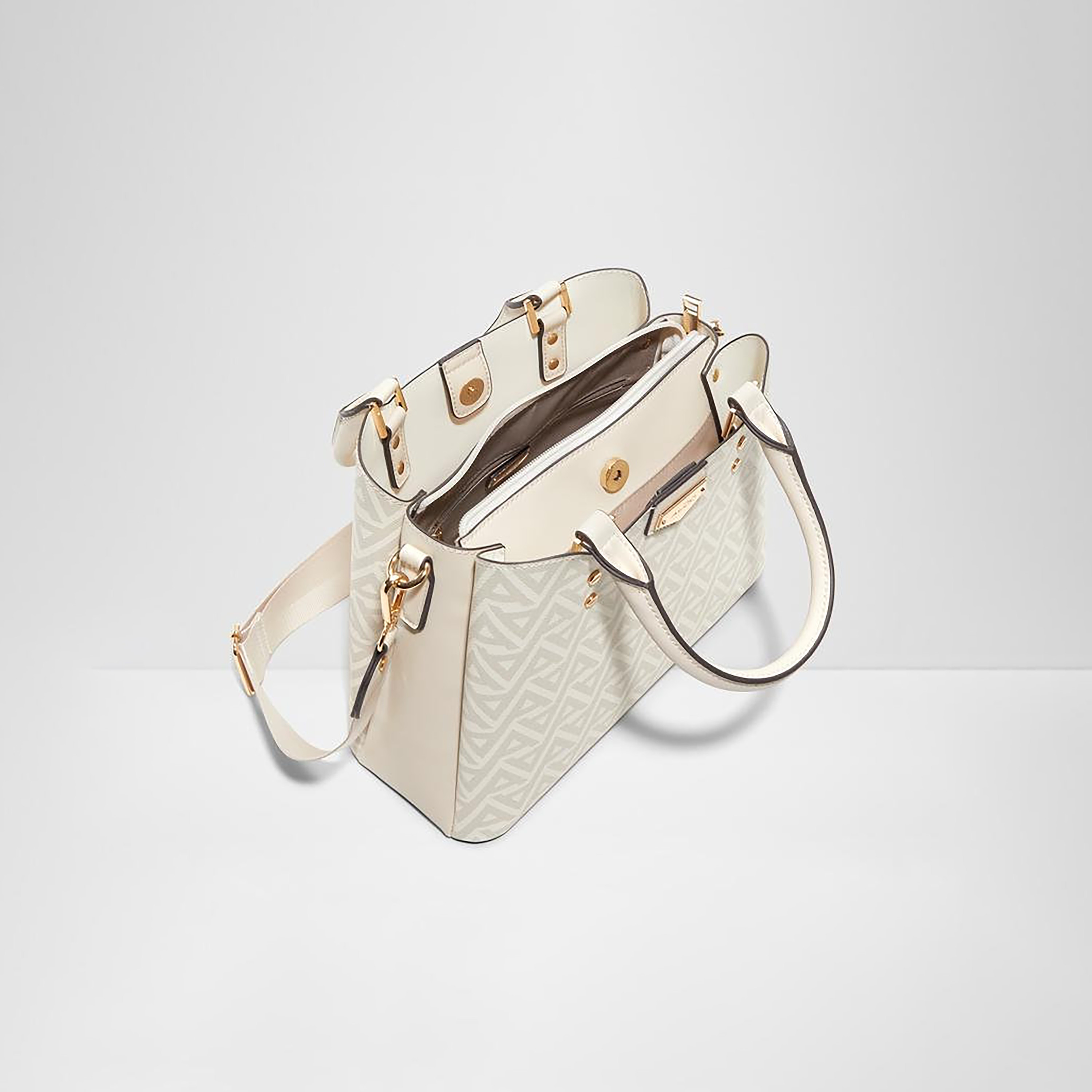 Aldo Caraever Monogram Double Handle Satchel Bag with Zip Closure and Adjustable Strap-women-bagsandwallets-handbags-image-3