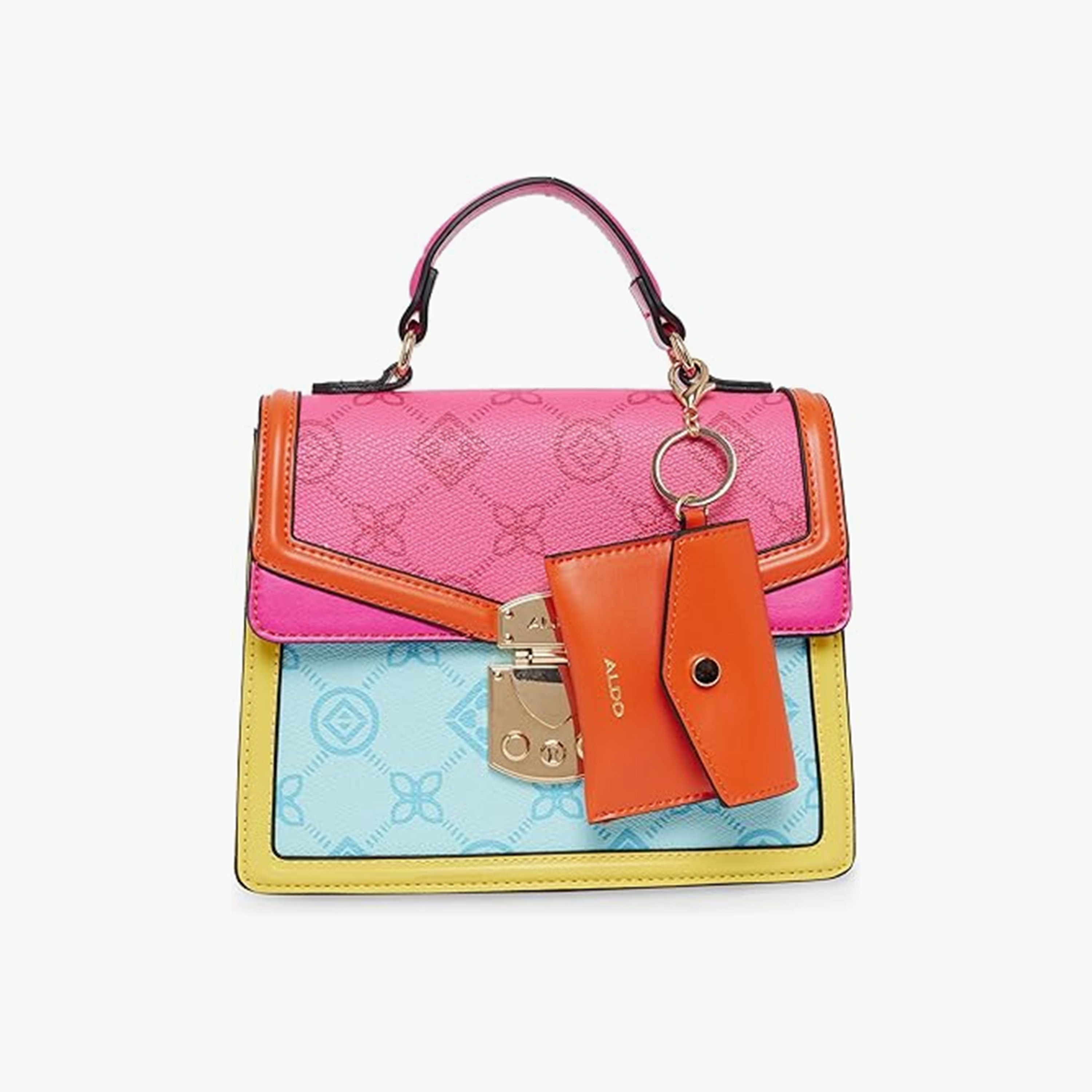Aldo Iconicolora Color Block Top Handle Satchel Bag & Pouch with Twist Lock Closure-women-bagsandwallets-handbags-image-1