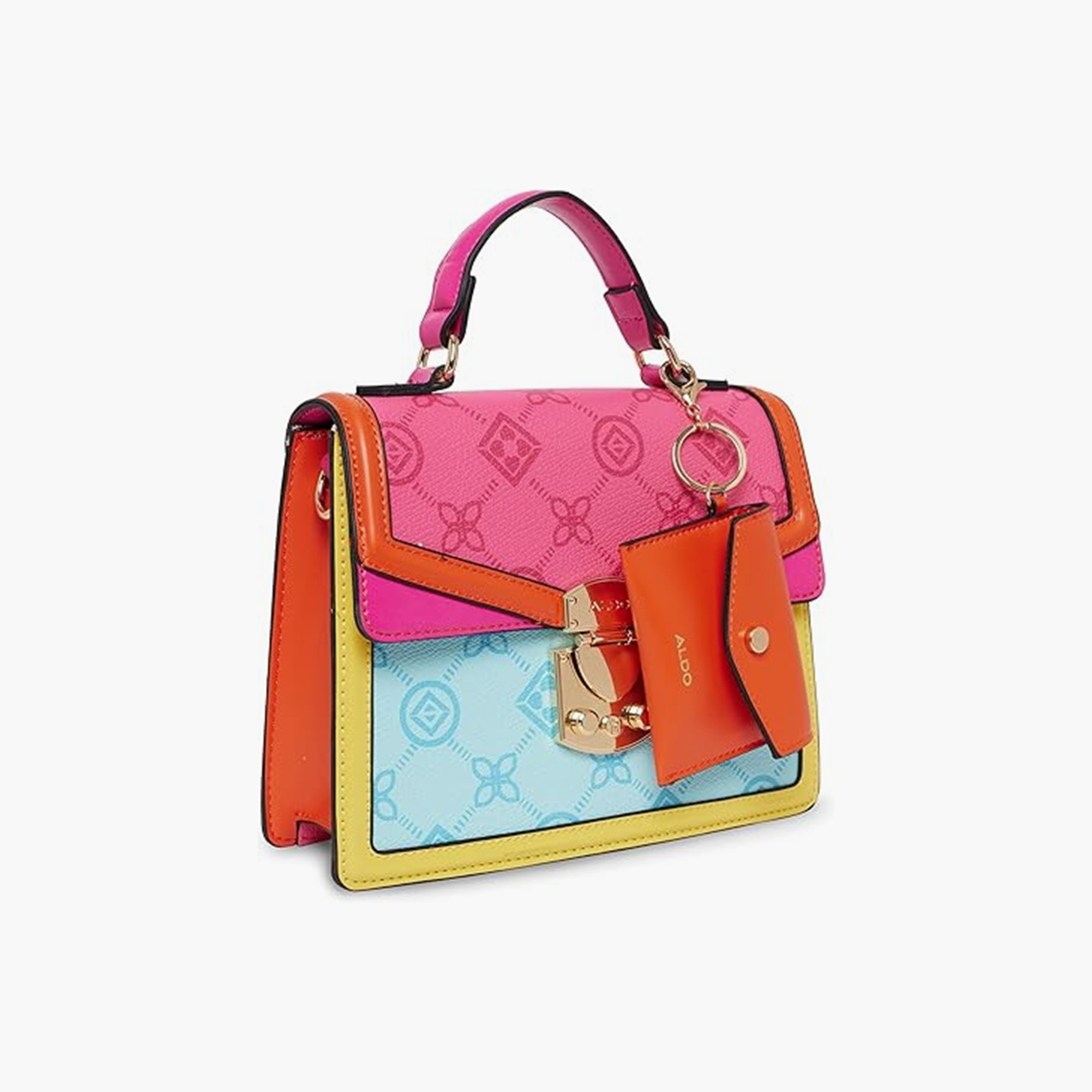 Aldo Iconicolora Color Block Top Handle Satchel Bag & Pouch with Twist Lock Closure-women-bagsandwallets-handbags-image-2