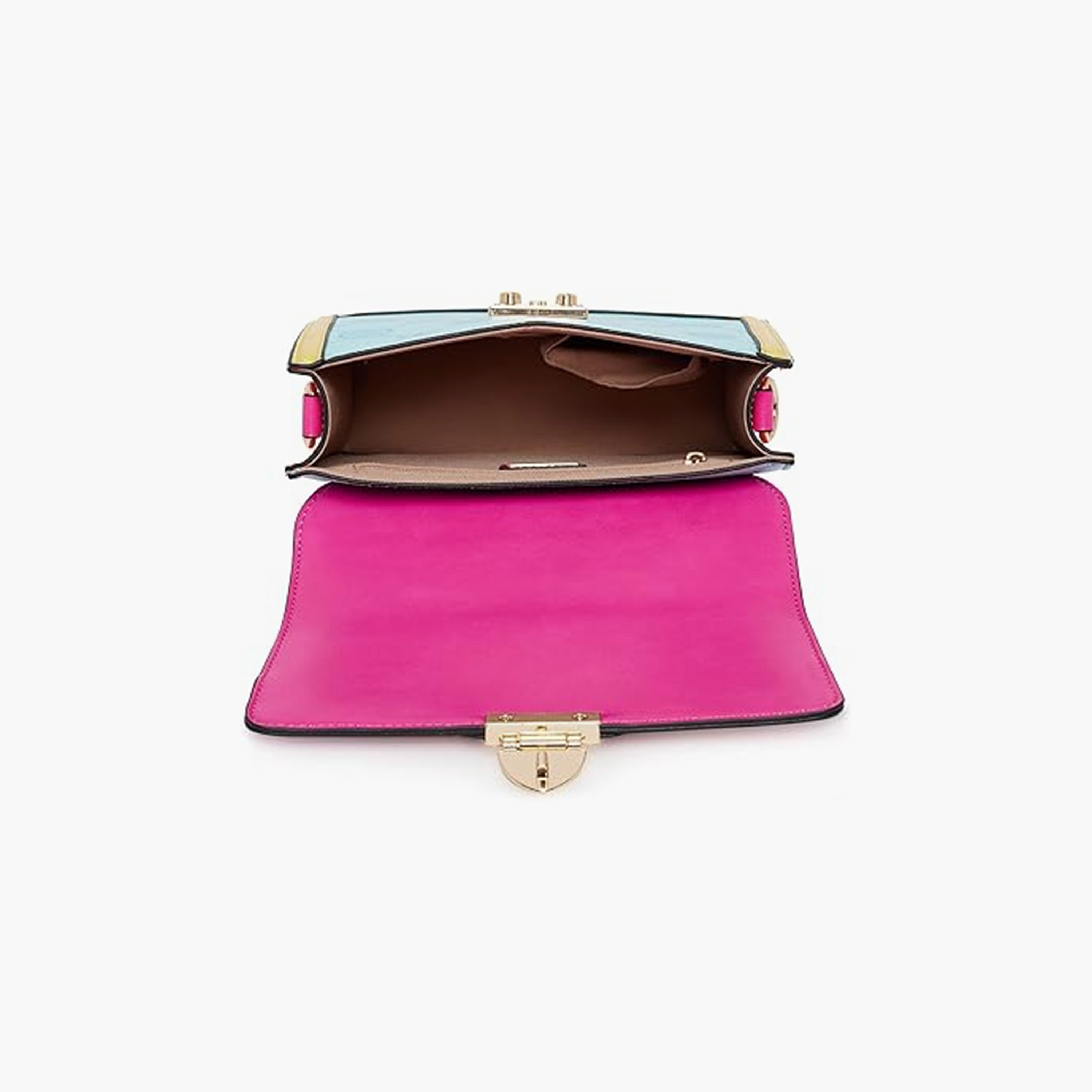 Aldo Iconicolora Color Block Top Handle Satchel Bag & Pouch with Twist Lock Closure-women-bagsandwallets-handbags-image-3