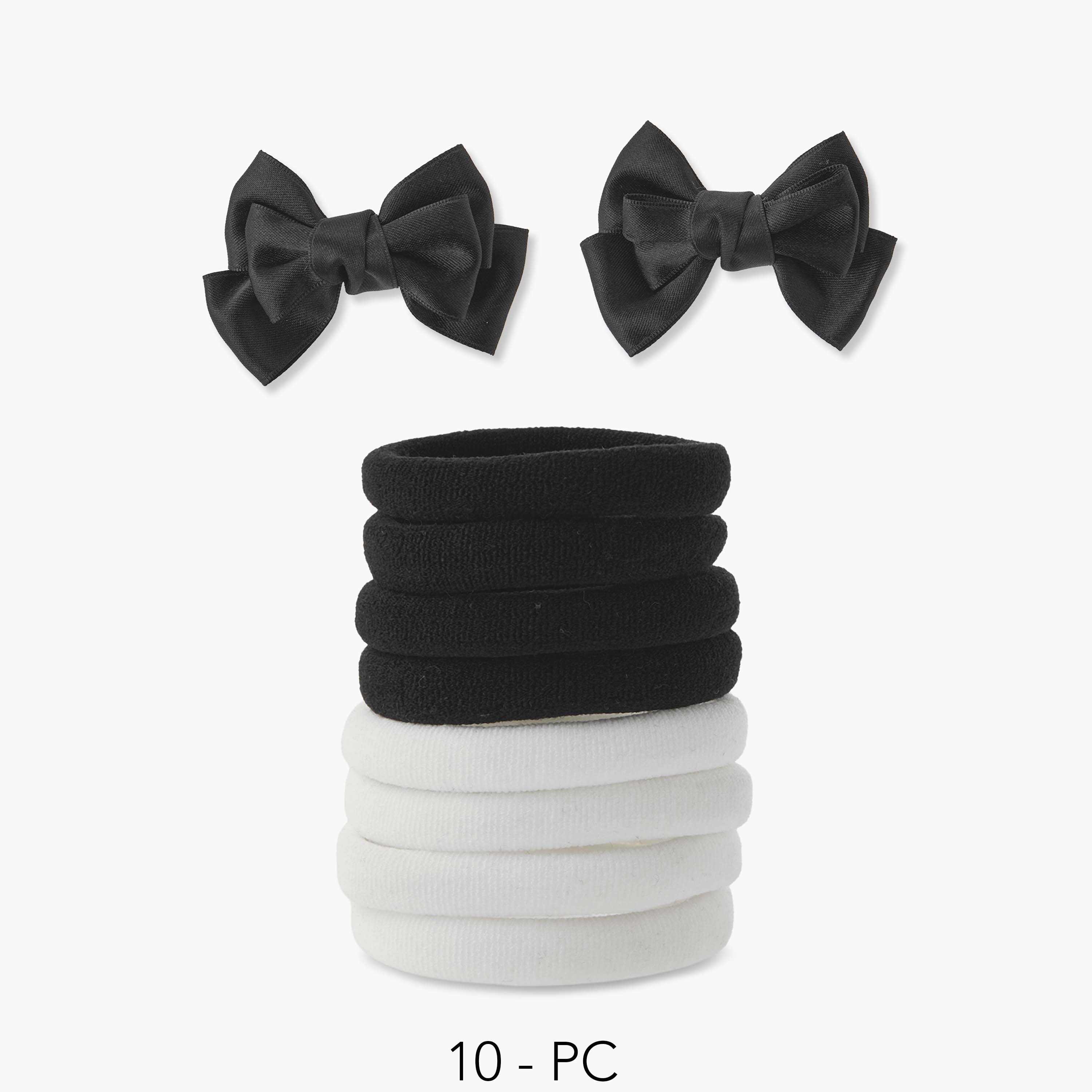 Set of 10 Charmz Bow Hair Clip with Hair Tie-baby-girls-accessories-hairaccessories-image-1