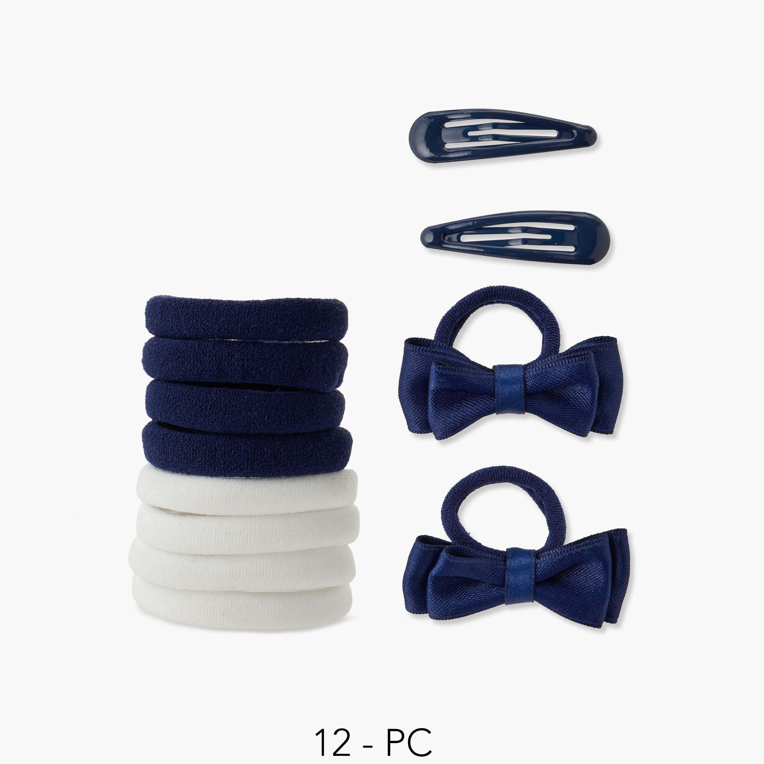طقم مشابك شعر مع ربطات شعر على شكل فيونكة من تشارمز - 12 قطعة-baby-girls-accessories-hairaccessories-image-1