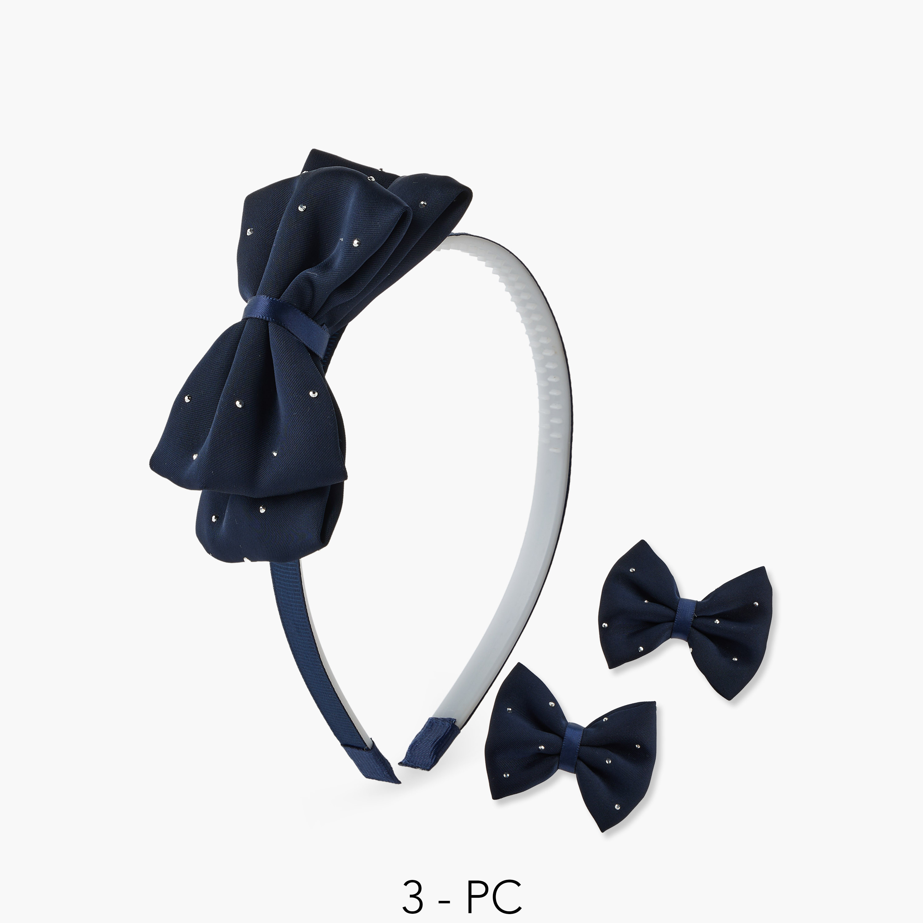 طقم مشابك شعر مع ربطة شعر على شكل فيونكة من تشارمز - 3 قطع-baby-girls-accessories-hairaccessories-image-1