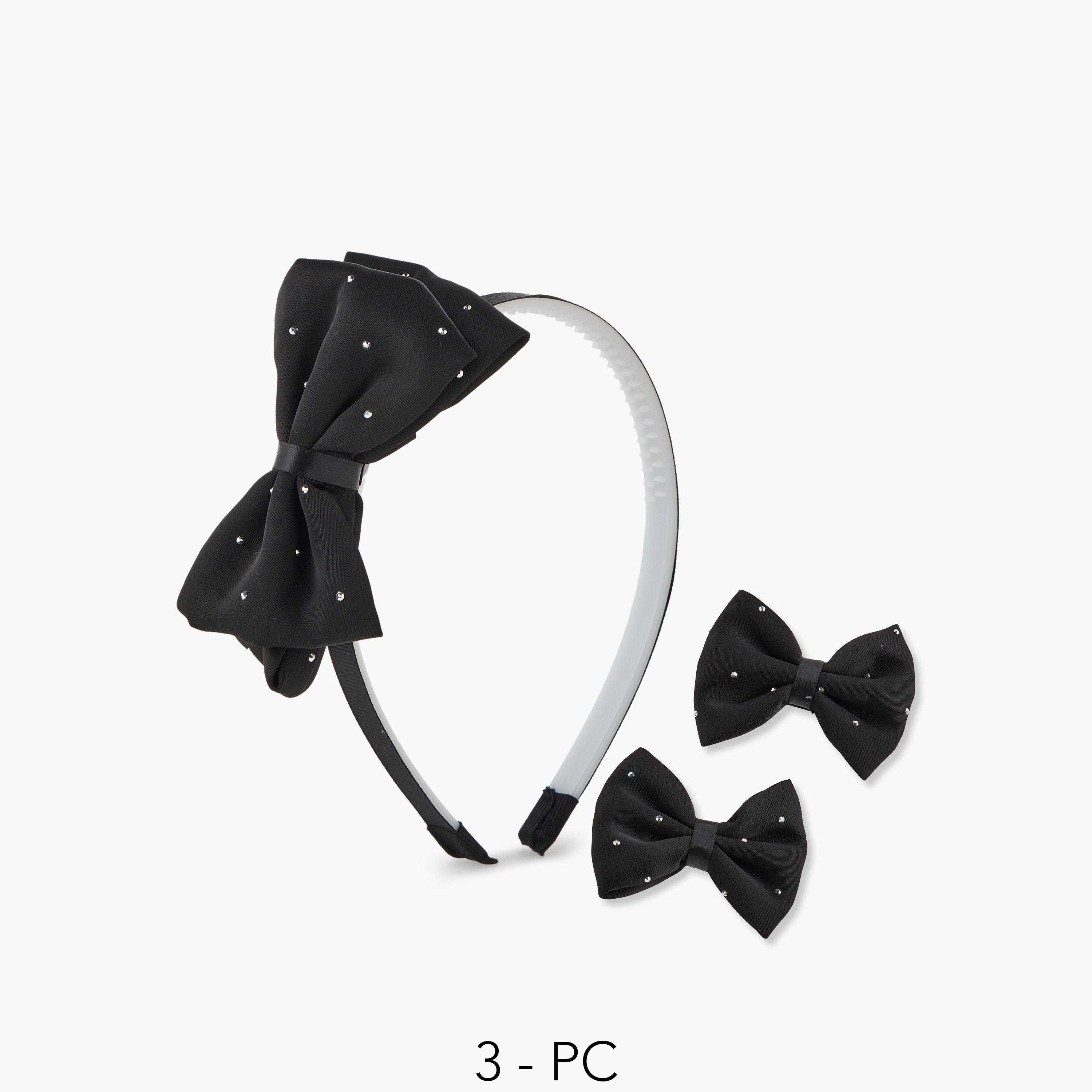 أربطة ومشابك شعر بفيونكة من تشارمز - طقم 3 قطع-baby-girls-accessories-hairaccessories-image-1